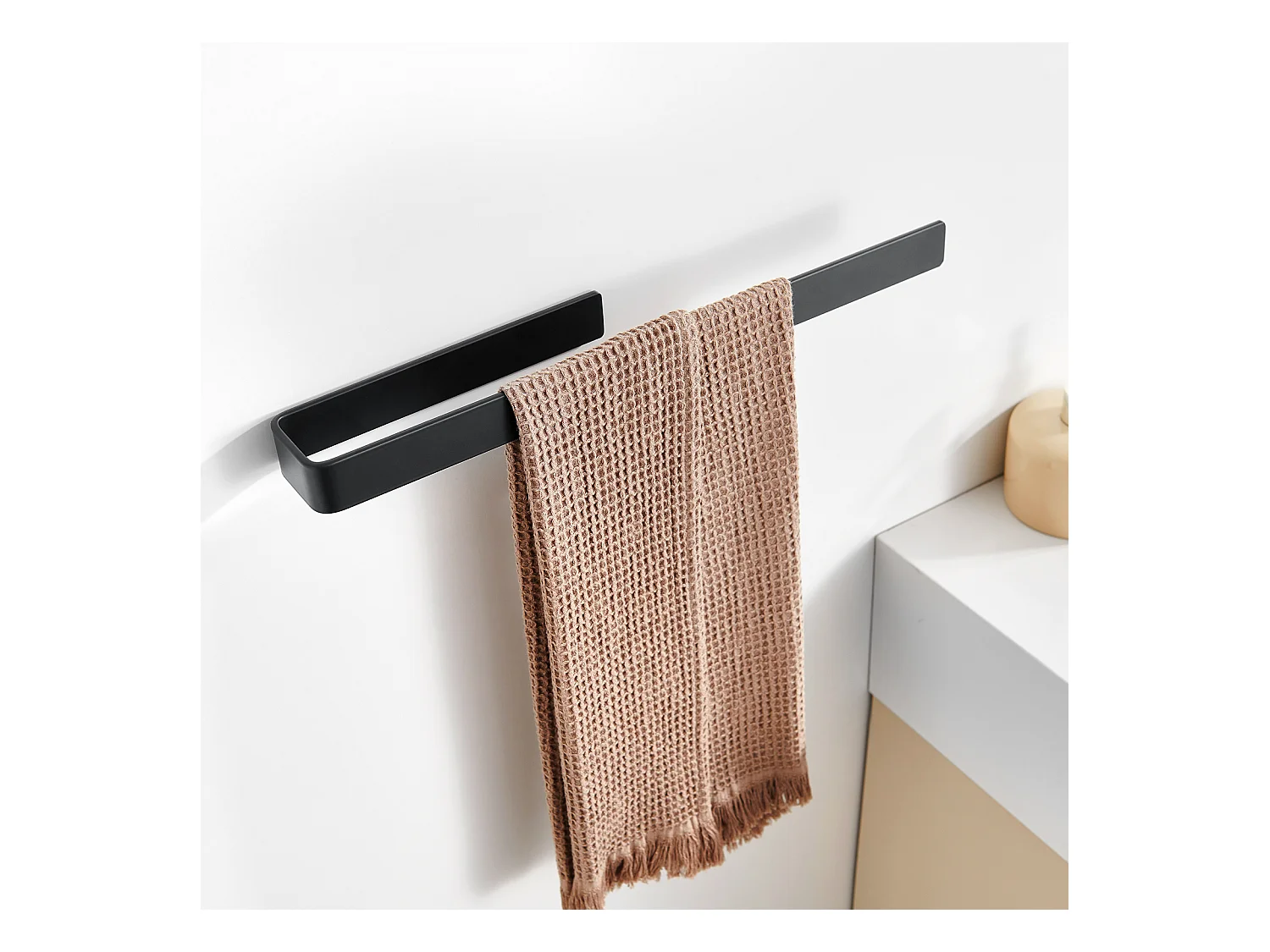 Badkamerhanddoekrek, CECIPA MAX zwart handdoekenrek, 40 cm zijhanddoekrek voor badkamermeubels