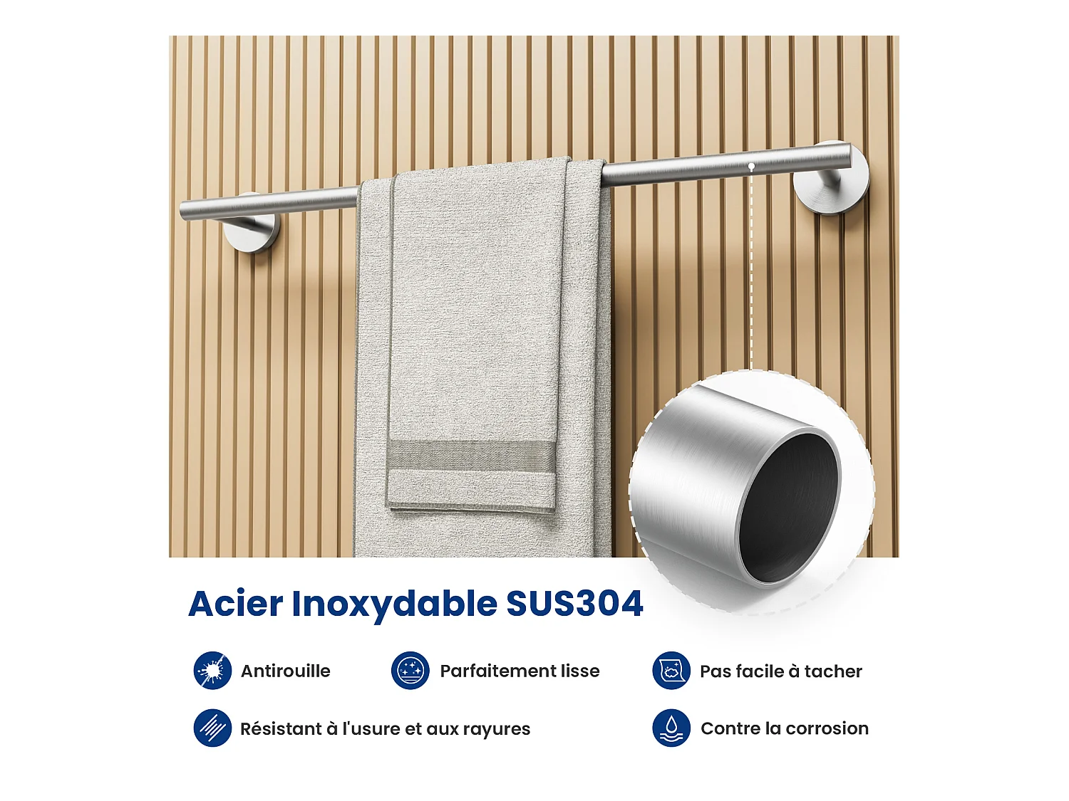 Cecipa MAX Porte-serviettes Mural Salle de Bain Porte-papier Hygiénique en Acier Inoxydable Brossé Ensemble de Suspension de Salle de Bain 4 Pièces