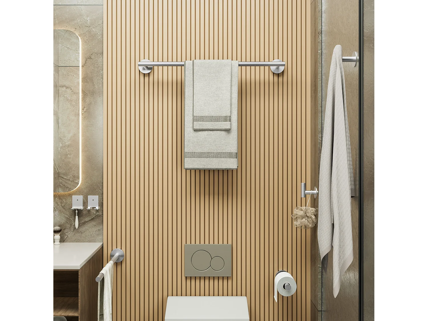 Cecipa MAX Porte-serviettes Mural Salle de Bain Porte-papier Hygiénique en Acier Inoxydable Brossé Ensemble de Suspension de Salle de Bain 4 Pièces