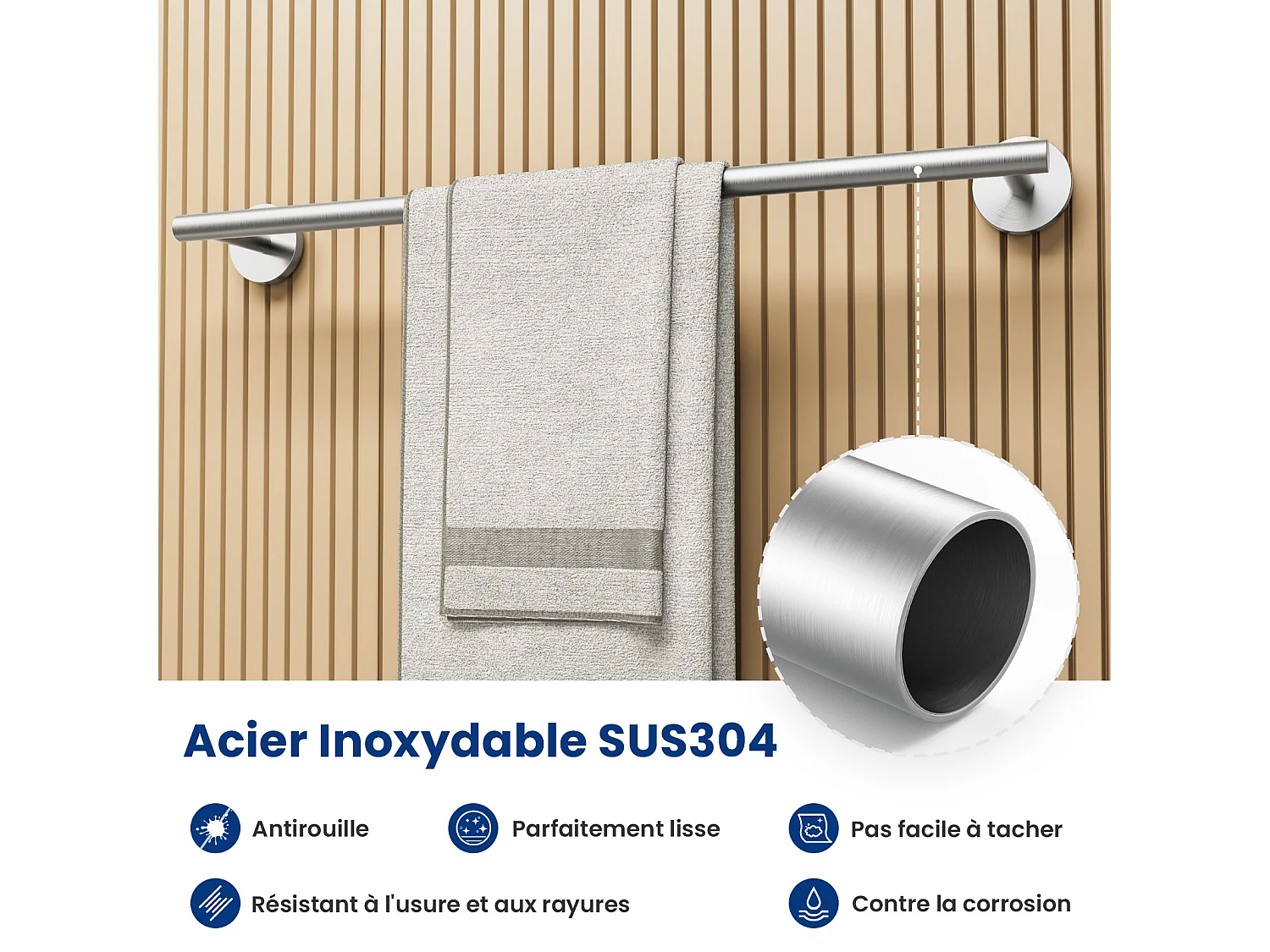 Cecipa MAX Porte-serviettes Mural Salle de Bain Porte-papier Hygiénique en Acier Inoxydable Brossé Ensemble de Suspension de Salle de Bain 4 Pièces