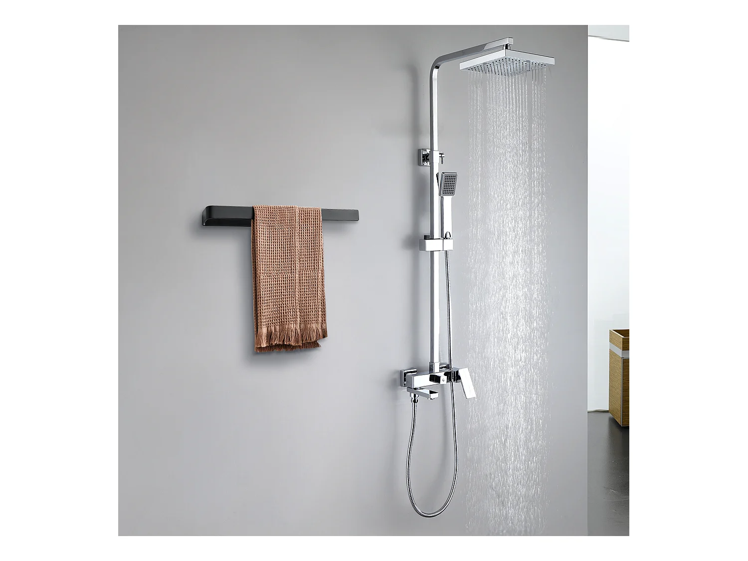 Cecipa MAX Zijhanddoekrek voor badkamermeubels 40 cm - Multifunctioneel handdoekenrek van aluminiumlegering - Zwart