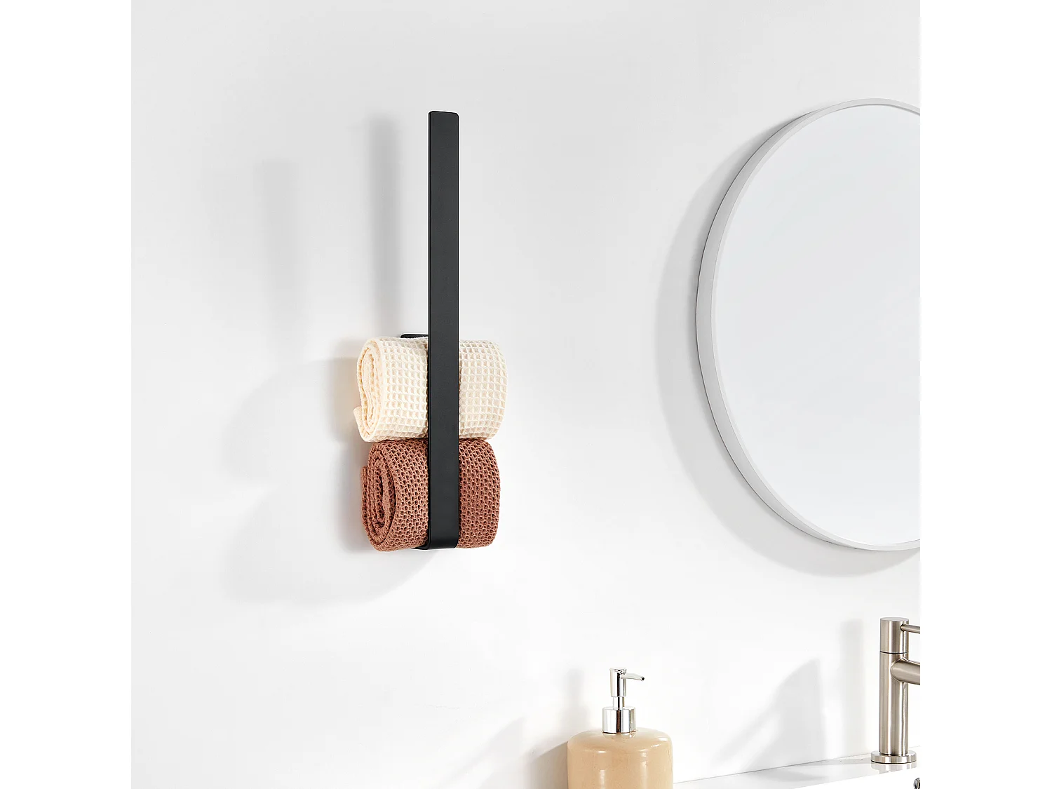 Cecipa MAX Porte-serviettes Latéral pour Meuble de Salle de Bain 40 cm - Porte-serviettes Multifonctionnel en Alliage d'aluminium - Noir