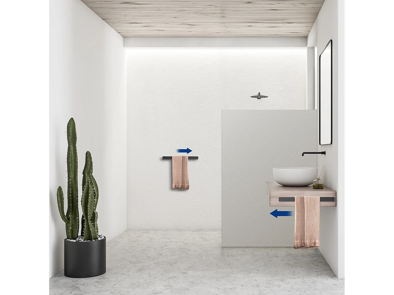 Cecipa MAX Porte-serviettes Latéral pour Meuble de Salle de Bain 40 cm - Porte-serviettes Multifonctionnel en Alliage d'aluminium - Noir