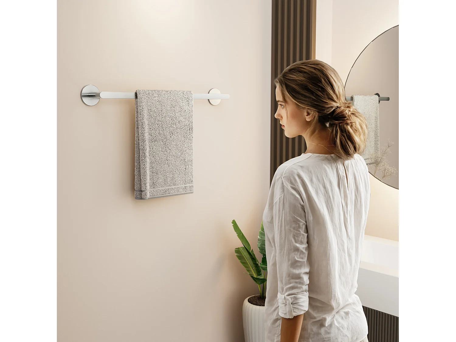 Cecipa MAX Porte-serviettes de Salle de Bain - Peut accrocher 2 Serviettes - Porte-serviettes Brossé en Inox - Porte-serviettes pour Salle de Bain