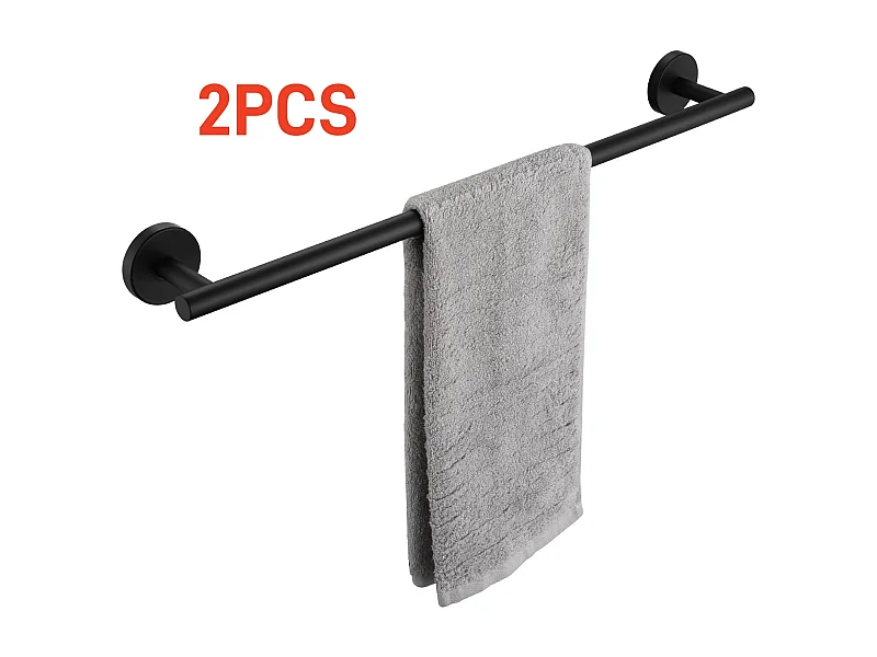 2PCS Porte-serviettes de Salle de Bain - Porte-serviettes Noir en Acier Inoxydable 304 - Porte-serviettes Unipolaire Adapté pour Salle de Bain