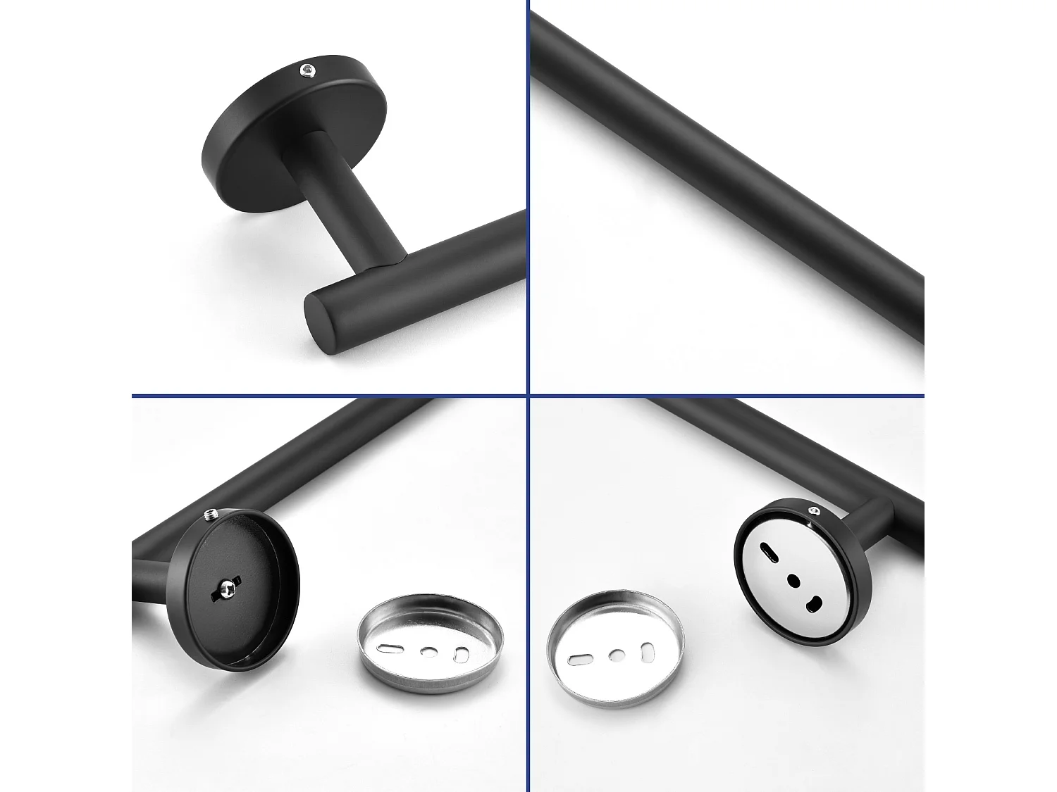 2PCS Porte-serviettes de Salle de Bain - Porte-serviettes Noir en Acier Inoxydable 304 - Porte-serviettes Unipolaire Adapté pour Salle de Bain