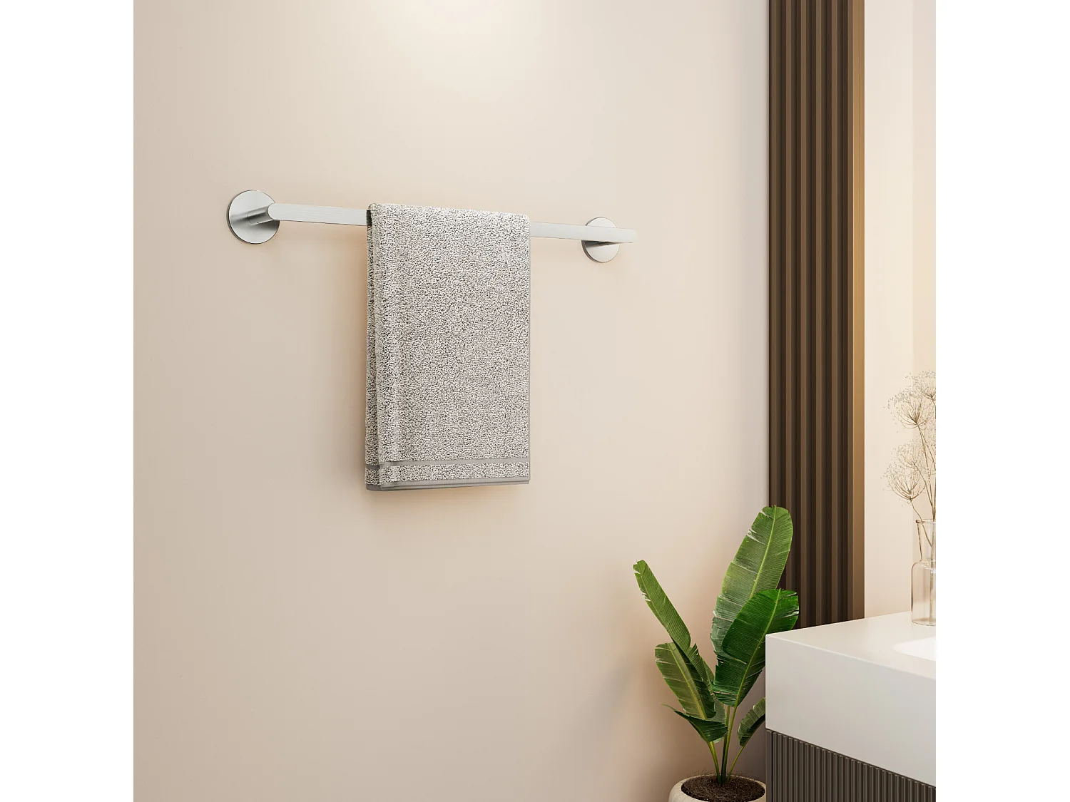 Cecipa max Porte-serviettes Multifonctionnel en Acier Inoxydable 304 Brossé, Porte-serviettes Peut accrocher 2 Serviettes- 59CM