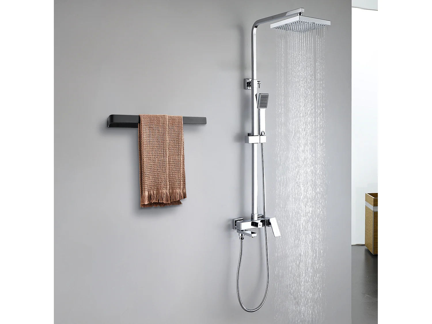 Cecipa MAX 2PZ Portasciugamani Laterale per Mobile Bagno 40 cm - Portasciugamani Multifunzionale in Lega di Alluminio - Nero