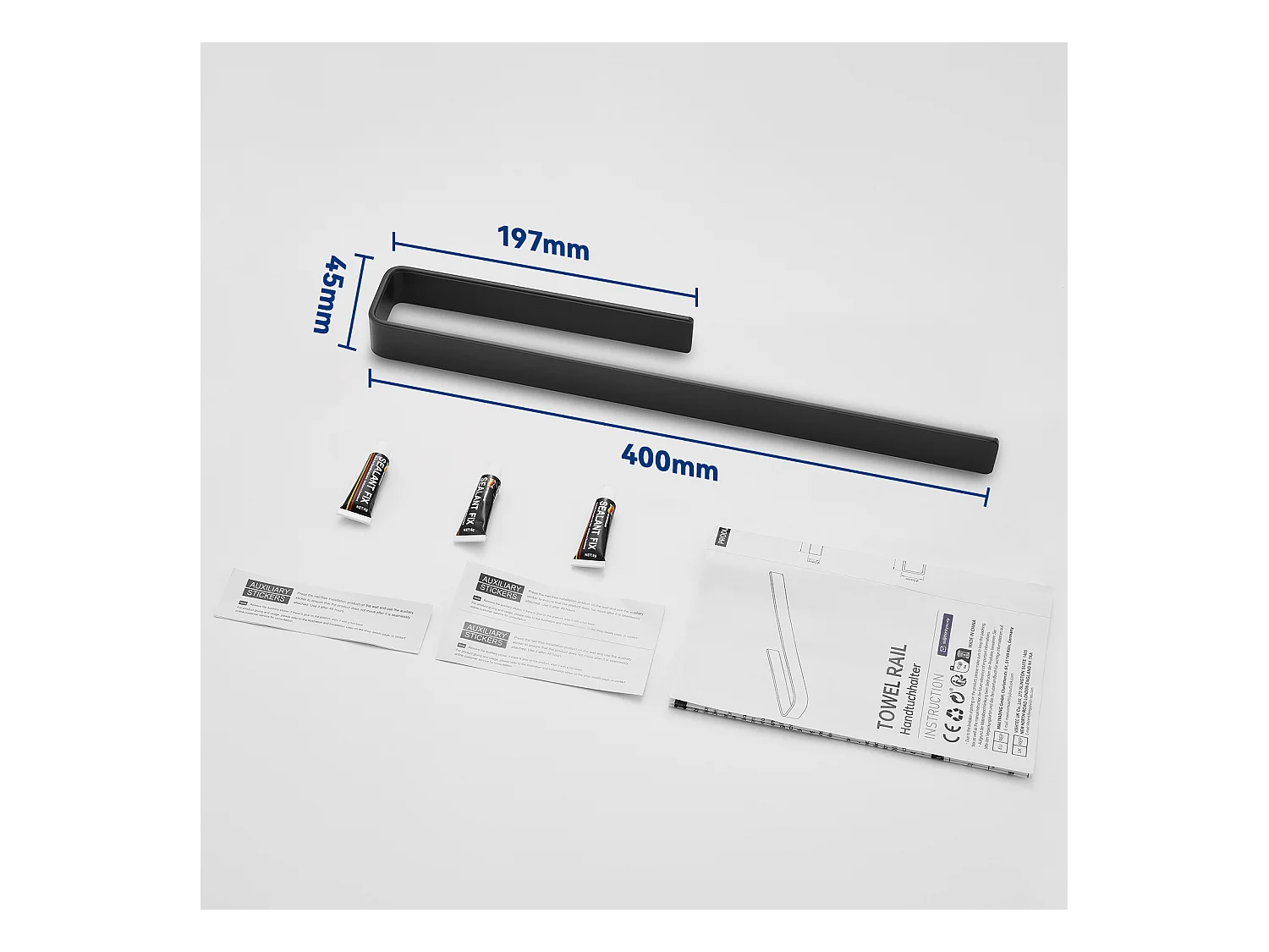 Cecipa MAX 2PCS Porte-serviettes Latéral pour Meuble de Salle de Bain 40 cm - Porte-serviettes Multifonctionnel en Alliage d'aluminium - Noir
