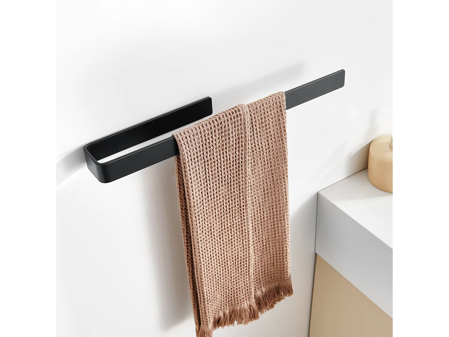 Cecipa MAX 2PCS Porte-serviettes Latéral pour Meuble de Salle de Bain 40 cm - Porte-serviettes Multifonctionnel en Alliage d'aluminium - Noir