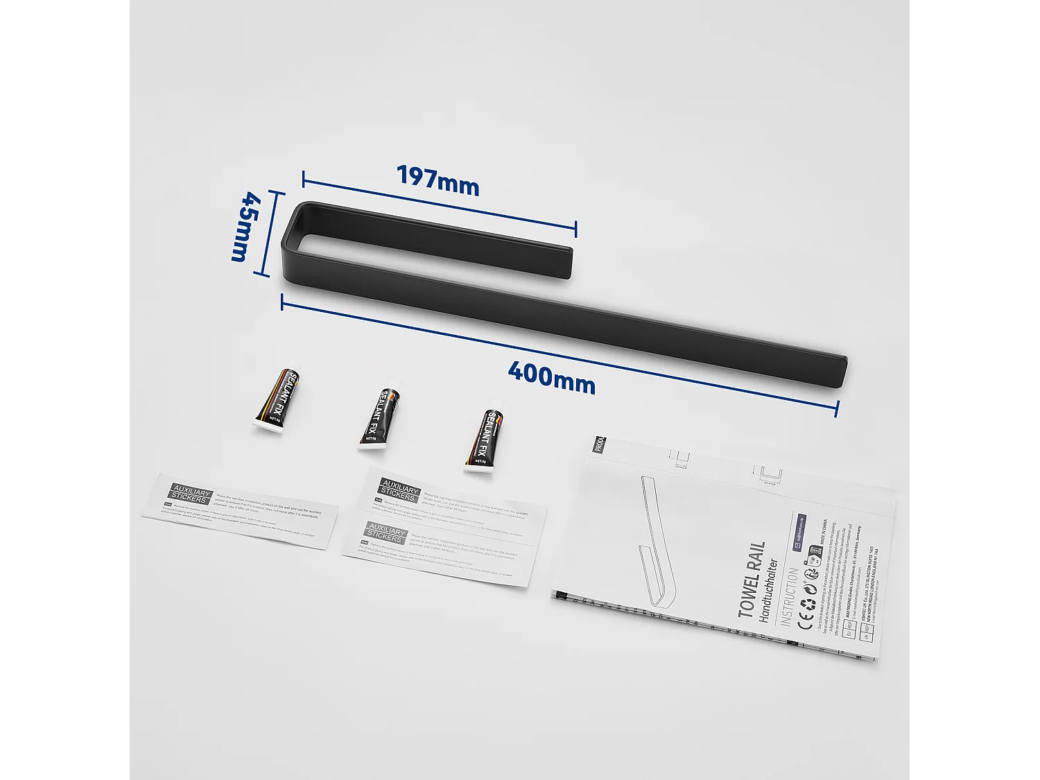 Cecipa MAX 2PCS Porte-serviettes Latéral pour Meuble de Salle de Bain 40 cm - Porte-serviettes Multifonctionnel en Alliage d'aluminium - Noir