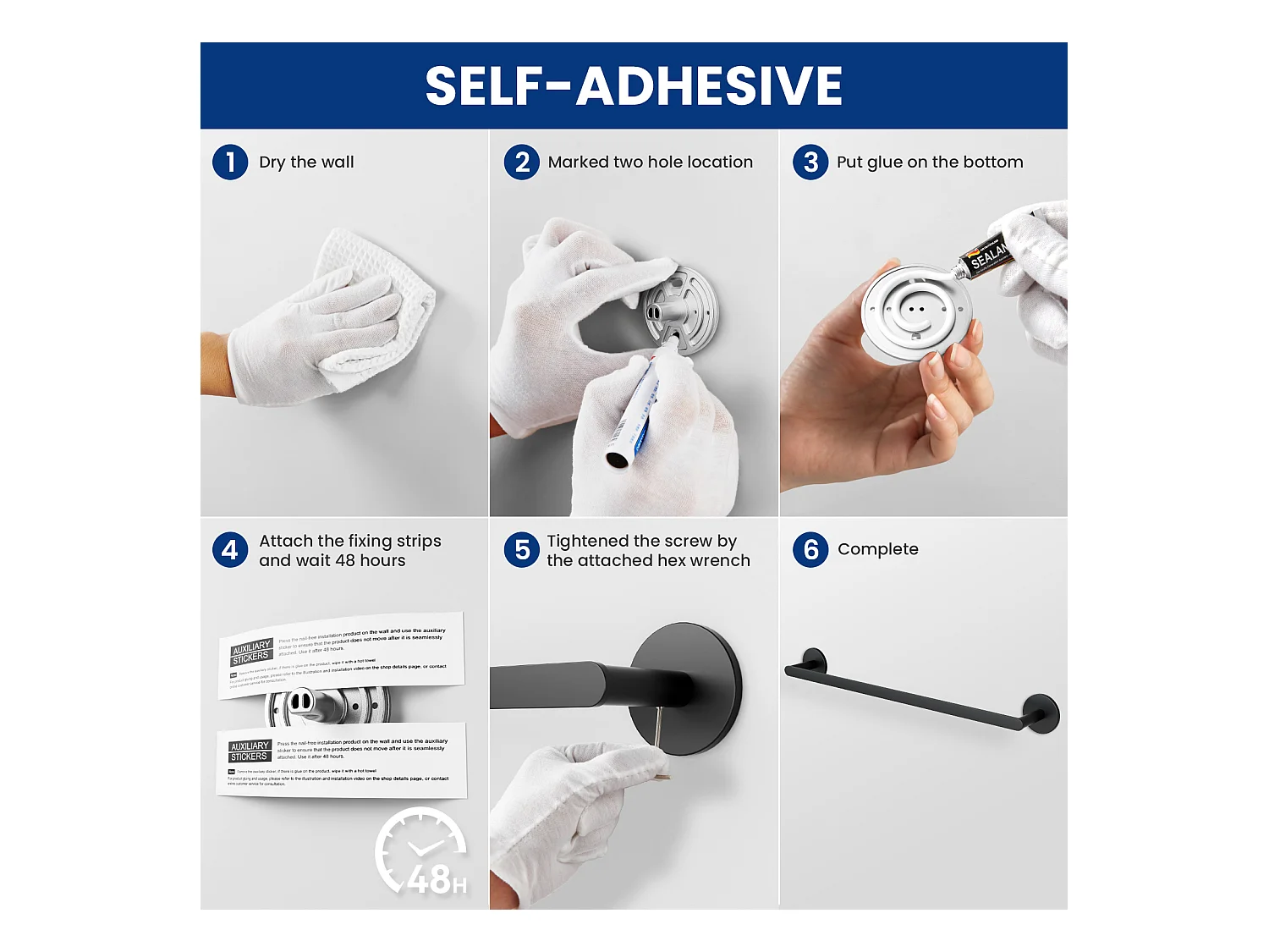 2pcs Cecipa max Porte-serviettes Multifonctionnel en Acier Inoxydable 304 Noir, Porte-serviettes Peut accrocher 2 Serviettes- 59CM