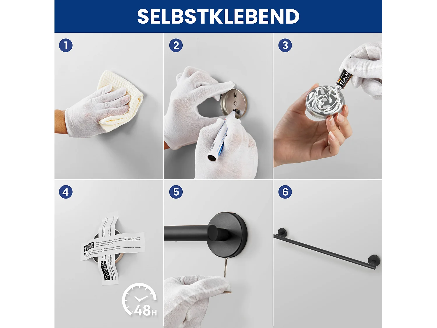 Cecipa MAX Schwarzer Wandhandtuchhalter fürs Badezimmer, Edelstahl, Toilettenpapierhalter, Badezimmer-Hängeset, 4-teilig