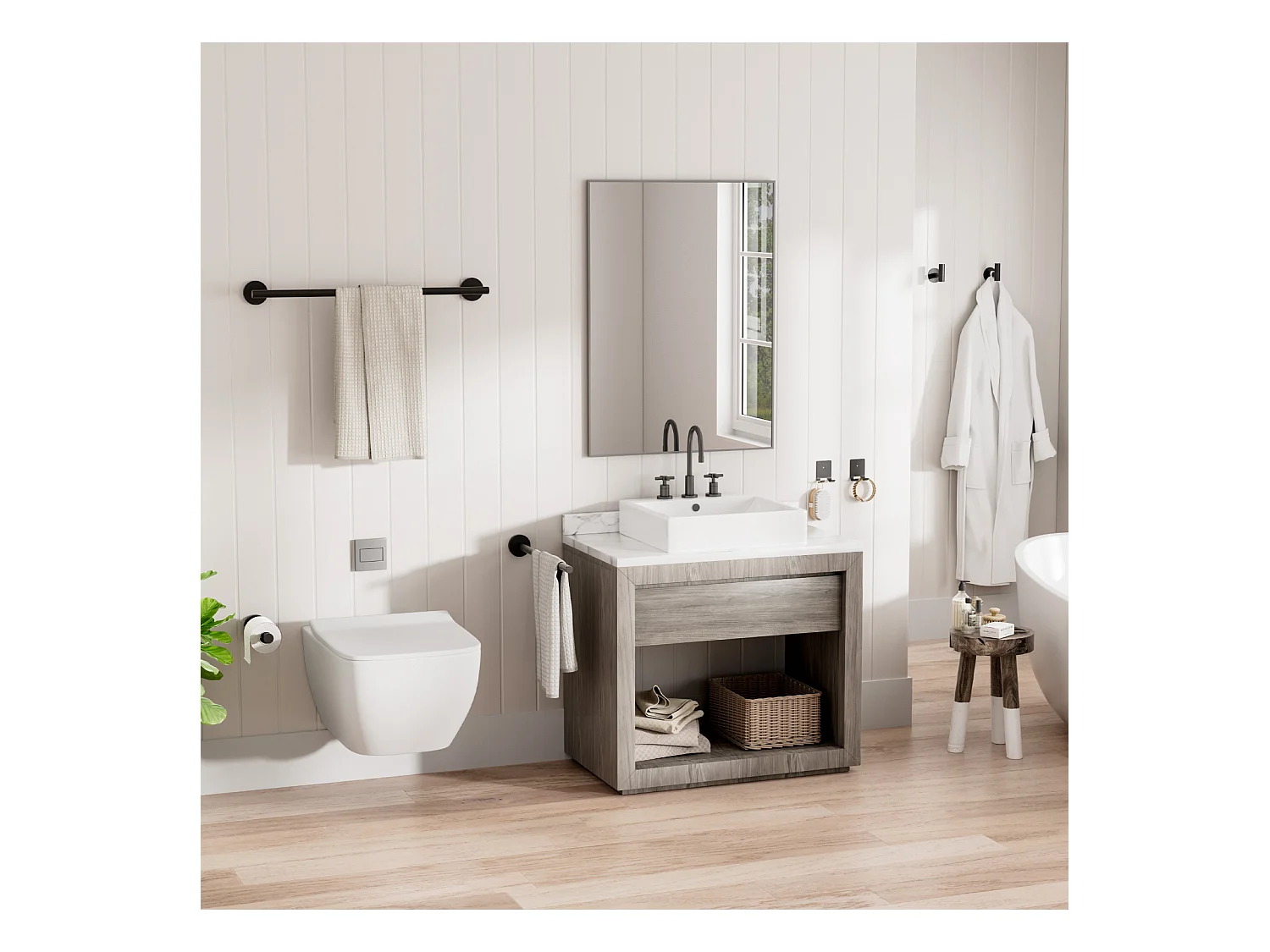 Cecipa MAX Toallero de pared negro para baño, soporte de papel higiénico de acero inoxidable, juego para colgar en el baño, 4 piezas