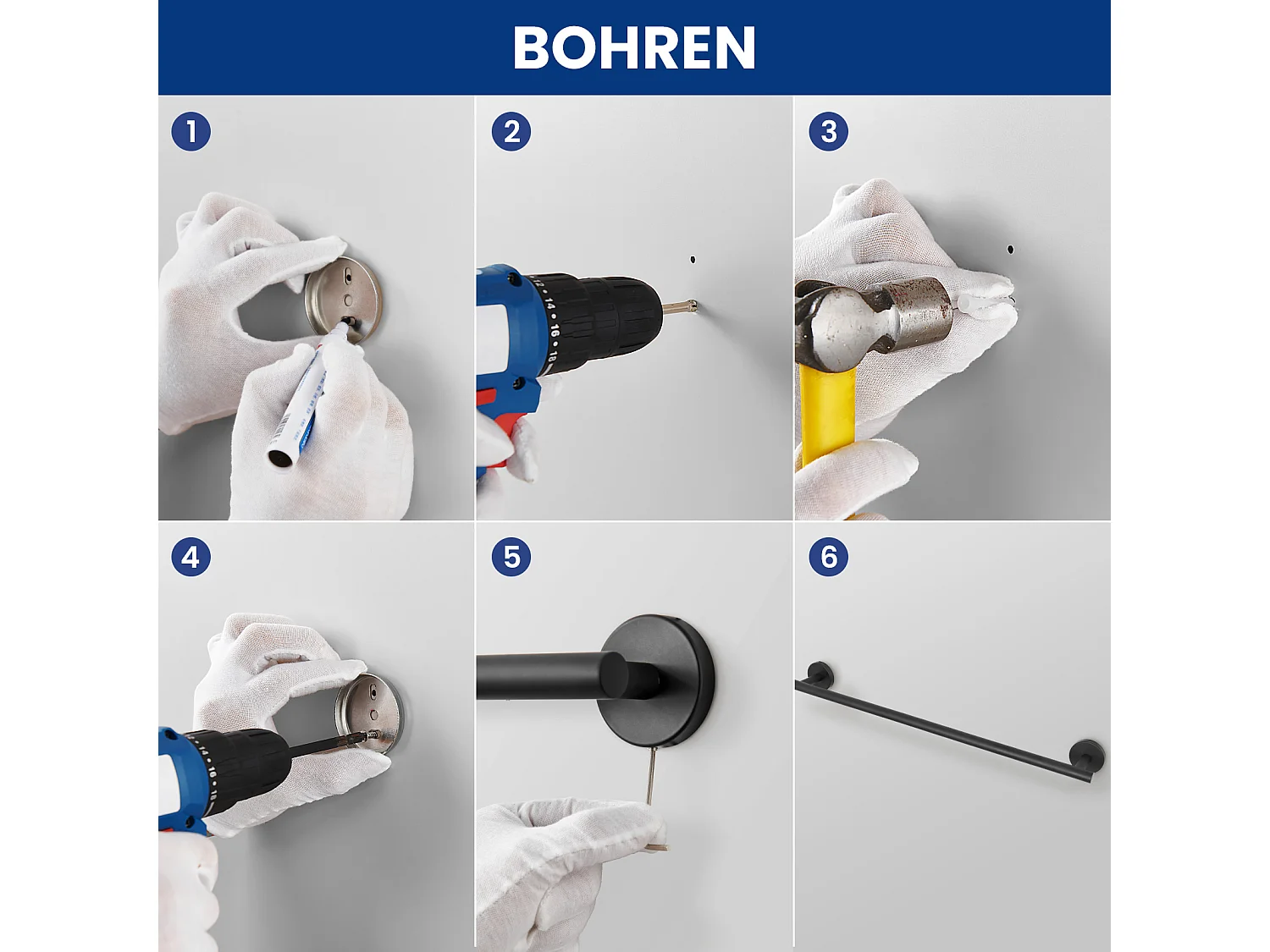 Cecipa MAX Toallero de pared negro para baño, soporte de papel higiénico de acero inoxidable, juego para colgar en el baño, 4 piezas