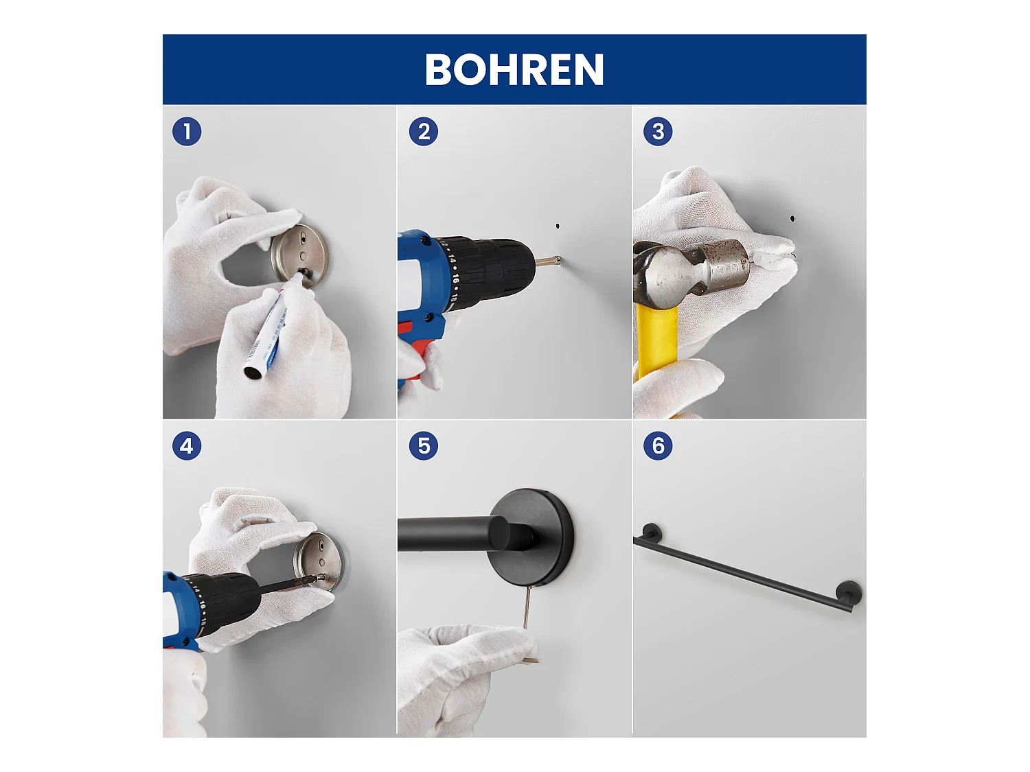 Cecipa MAX Toallero de pared negro para baño, soporte de papel higiénico de acero inoxidable, juego para colgar en el baño, 4 piezas