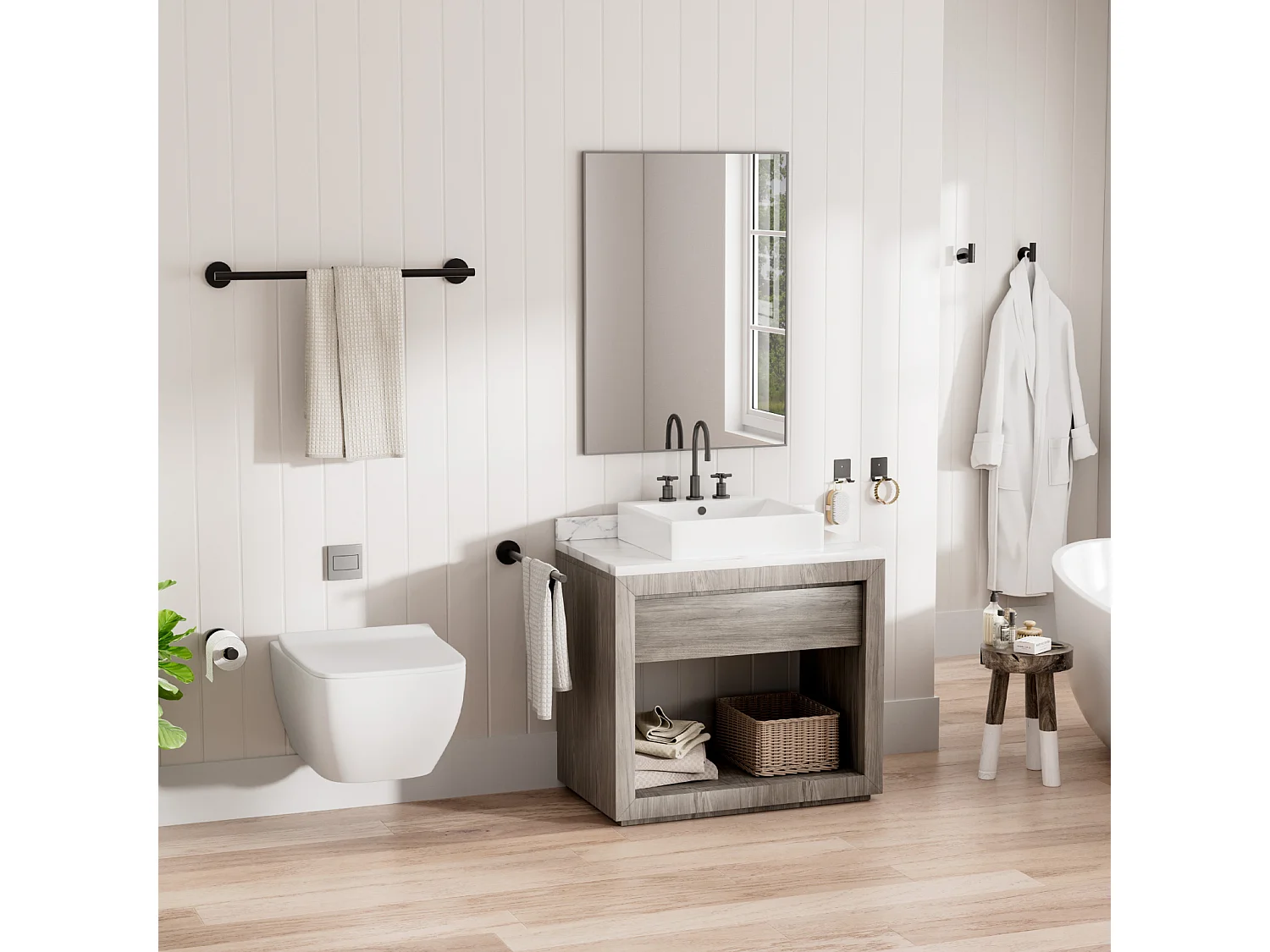 Cecipa MAX Noir Porte-serviettes Mural Salle de Bain Porte-papier Hygiénique en Acier Inoxydable Ensemble de Suspension de Salle de Bain 4 Pièces