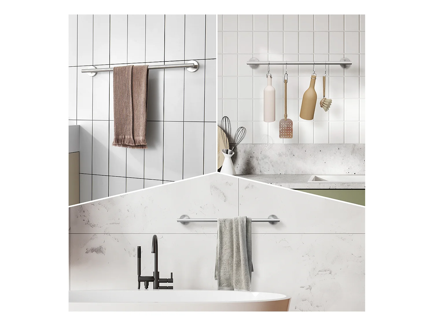 Cecipa MAX Handtuchhalter fürs Badezimmer – Handtuchstange aus gebürstetem Edelstahl 304 – Handtuchstange mit einer Stange, geeignet für das Badezimmer