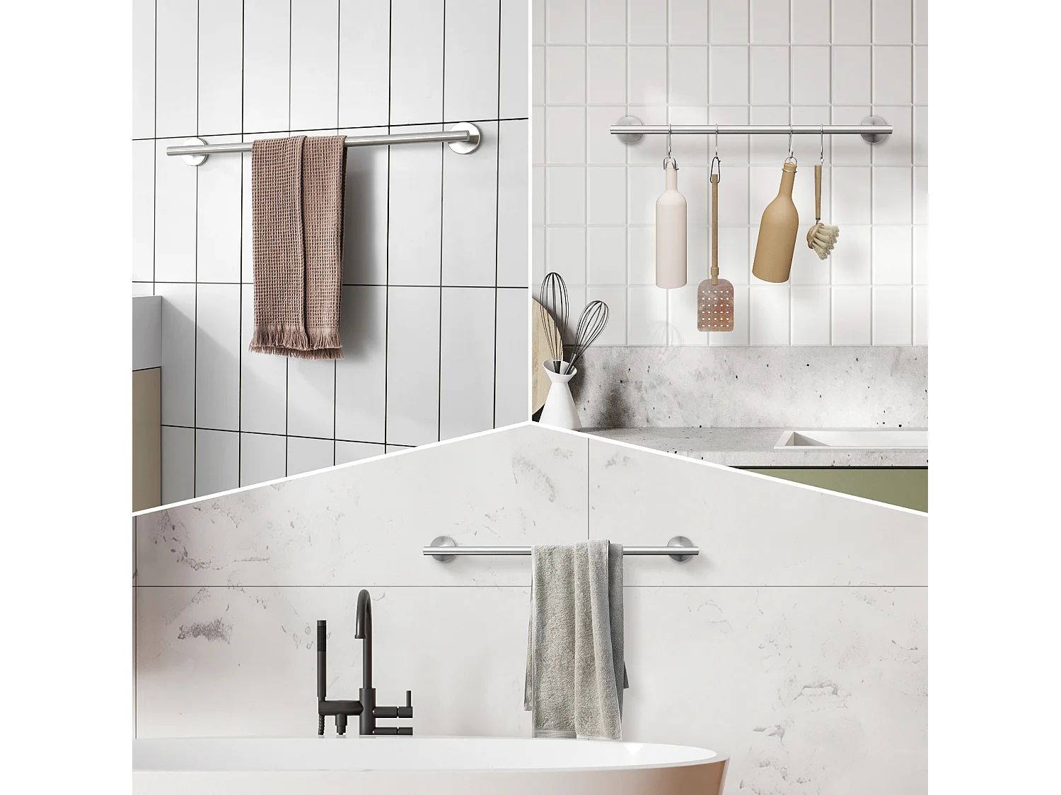 Cecipa MAX Porte-serviettes de Salle de Bain - Porte-serviettes Brossé en Acier Inoxydable 304 - Porte-serviettes Unipolaire Adapté pour Salle de Bain