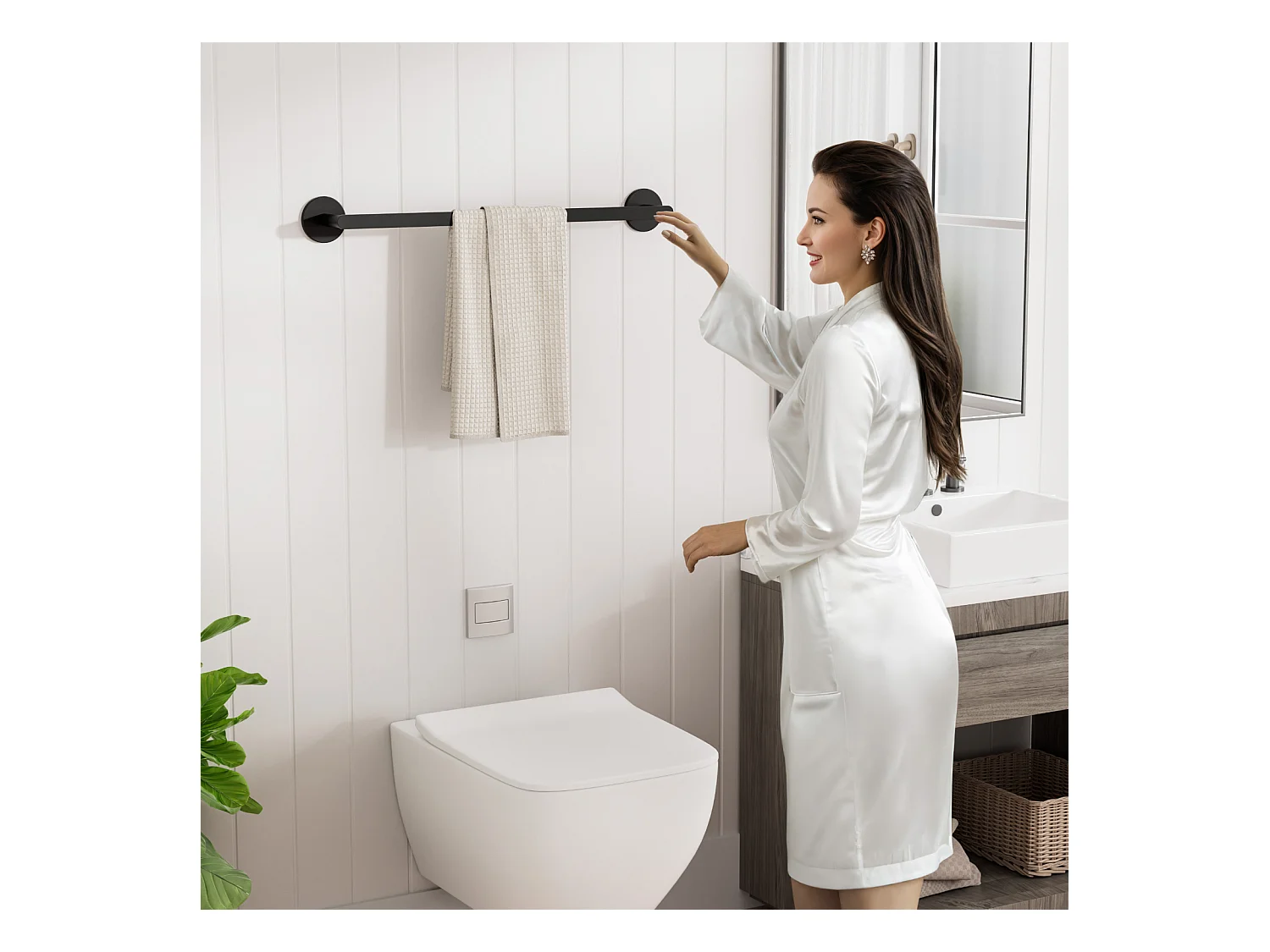 Cecipa MAX 2X Toallero de Baño - Puede Colgar 2 Toallas - Toallero de Acero Inoxidable Negro - Toallero para Baño