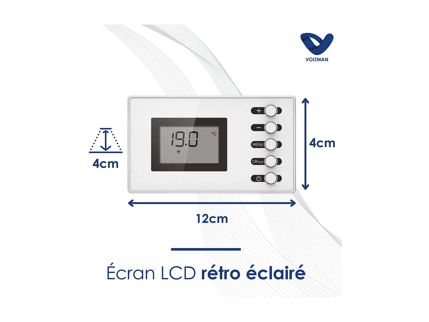 Chauffage sèche-serviette inertie sèche - 500W + soufflerie 1000W - Blanc - Voltman