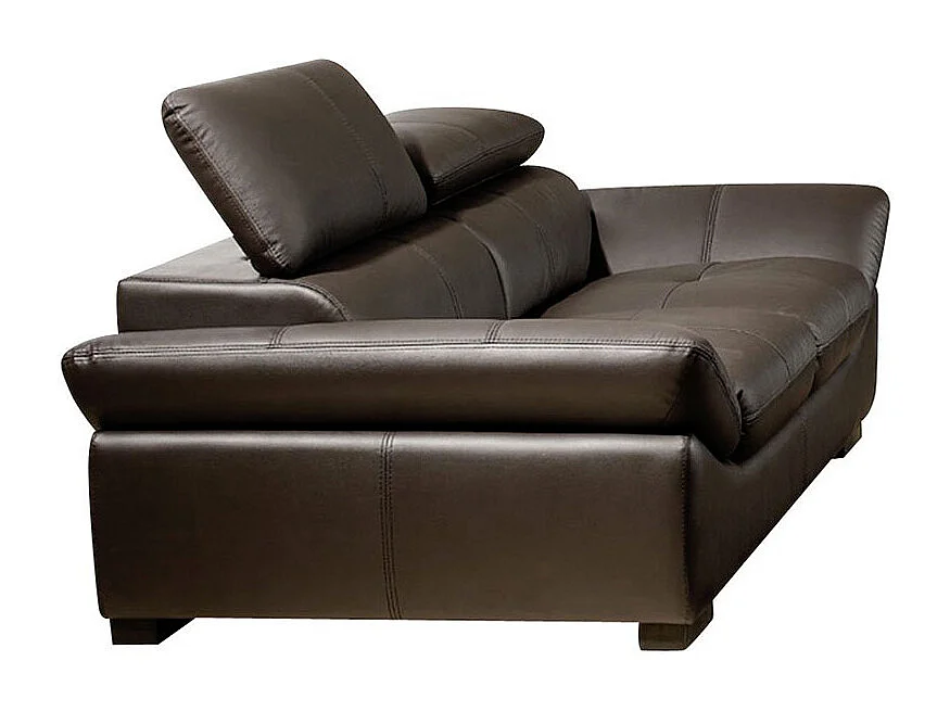 Canapé Cuir 2 places BORNEO Marron - Angle Droit