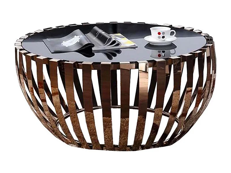 Table basse verre et acier TRENDY - Noir/Doré - Doré