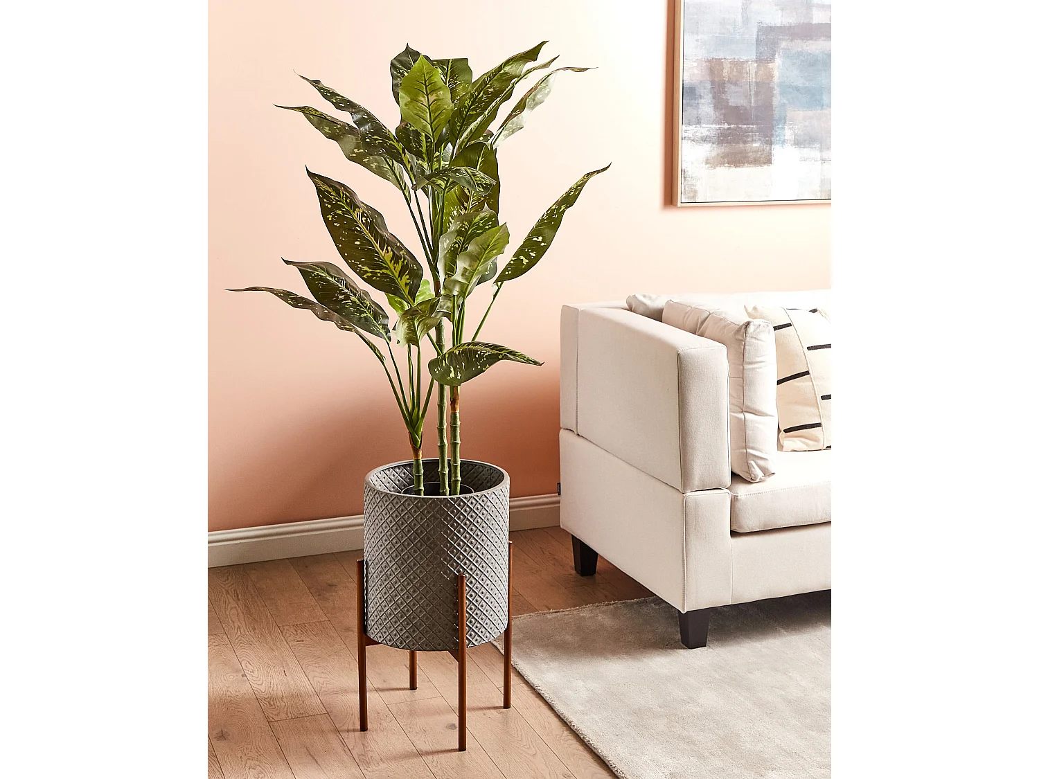 Vaso alto para plantas ALATUM Metal 31 cm Cinzento