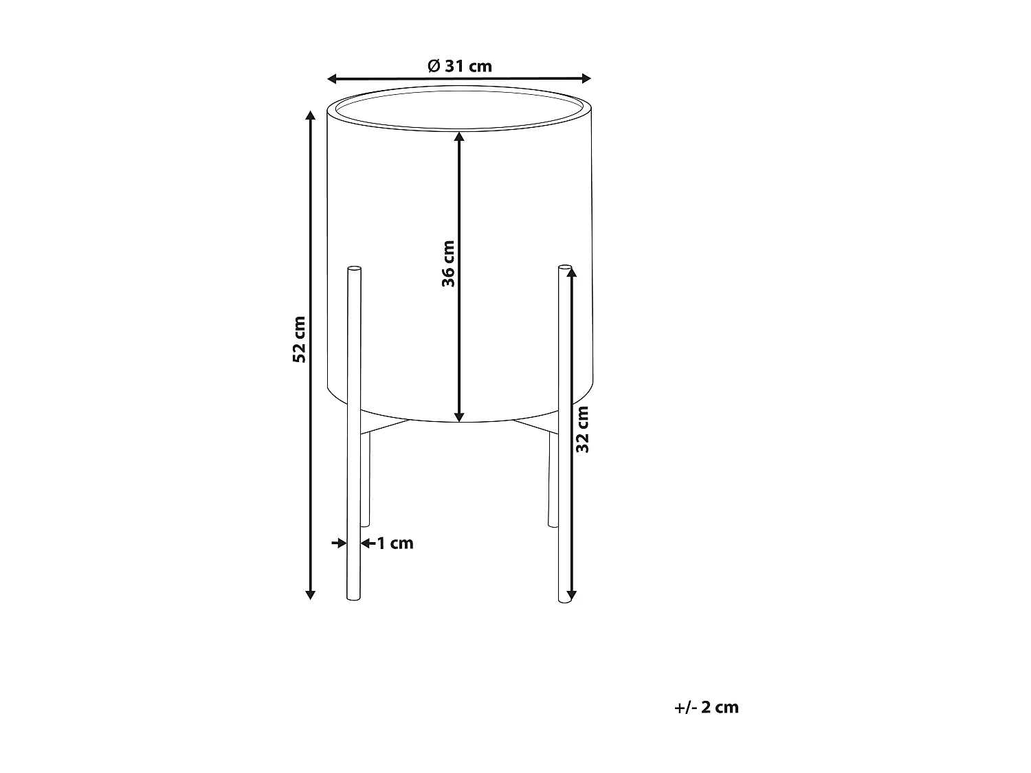 Vaso alto para plantas ALATUM Metal 31 cm Cinzento
