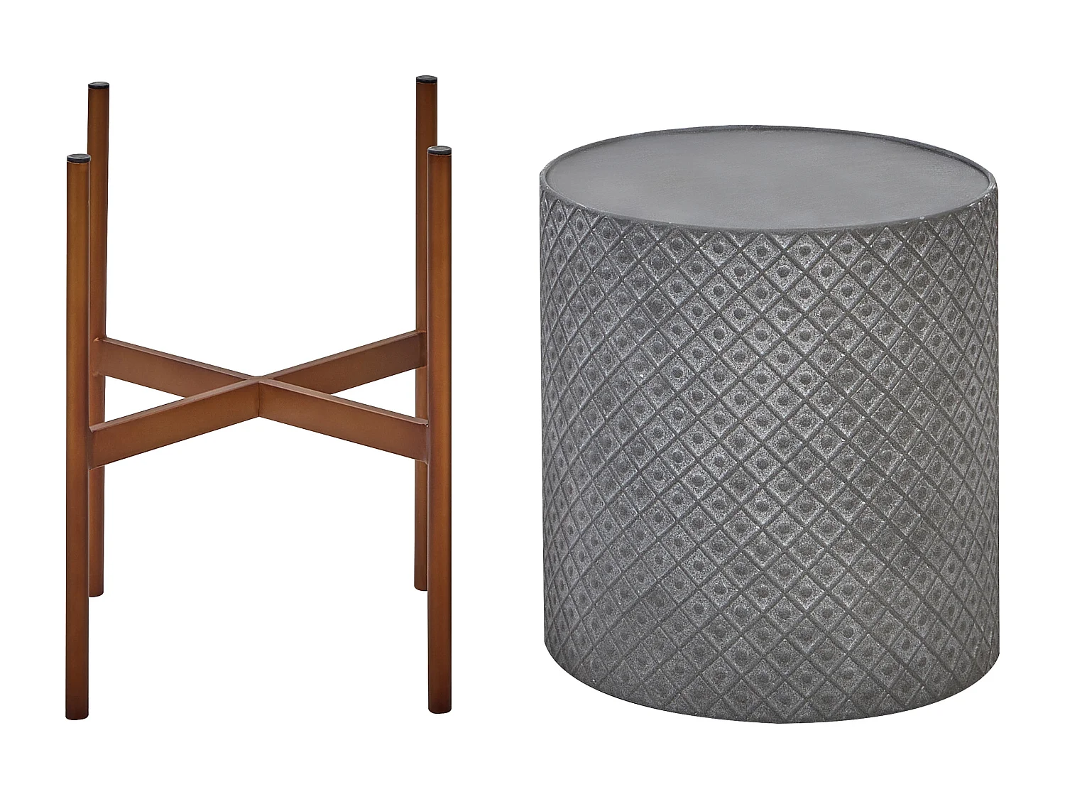 Vaso alto para plantas ALATUM Metal 31 cm Cinzento