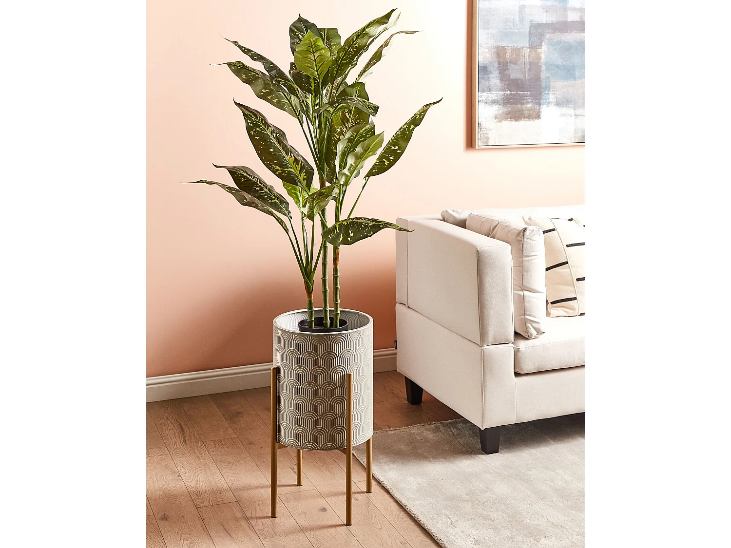 Cache-pot sur pied AUBRIETA Métal 31 cm Gris