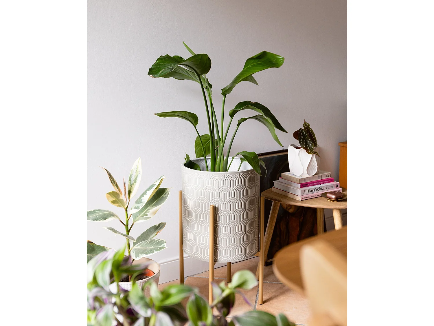 Blumentopf mit Beinen AUBRIETA Metall 31 cm Grau