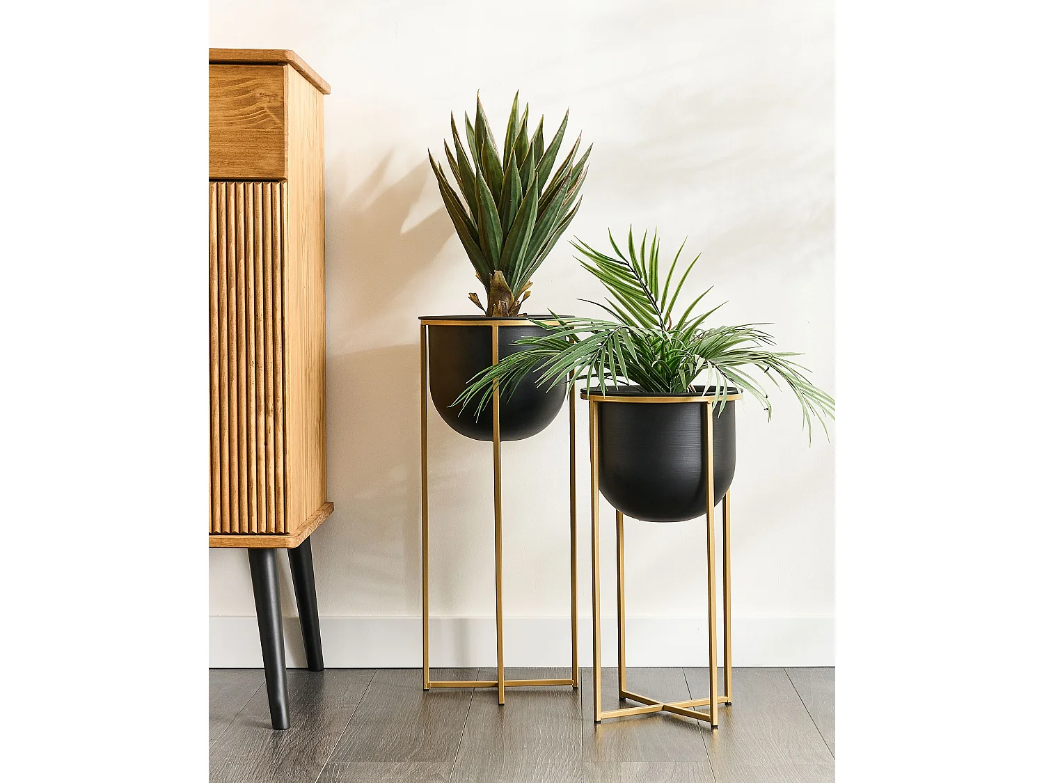 Lot de 2 pots à plantes surélevés THUJA Métal 21 cm Noir