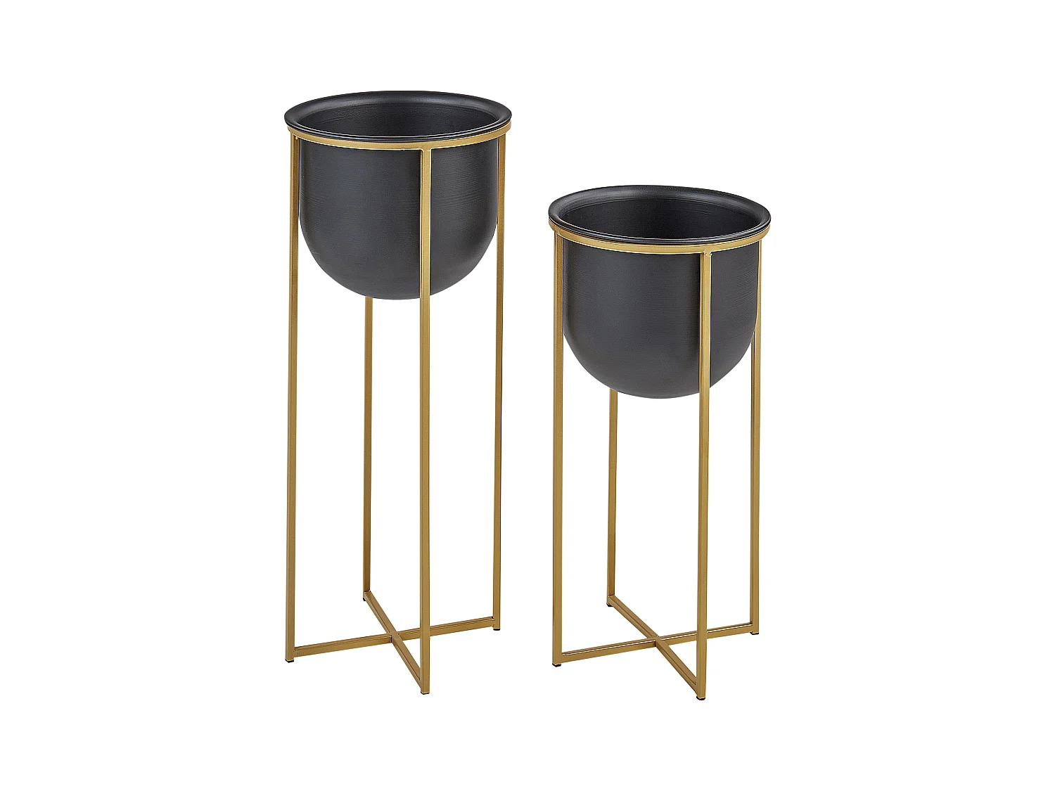 Set di 2 vasi rialzati per piante THUJA Metallo 21 cm Nero