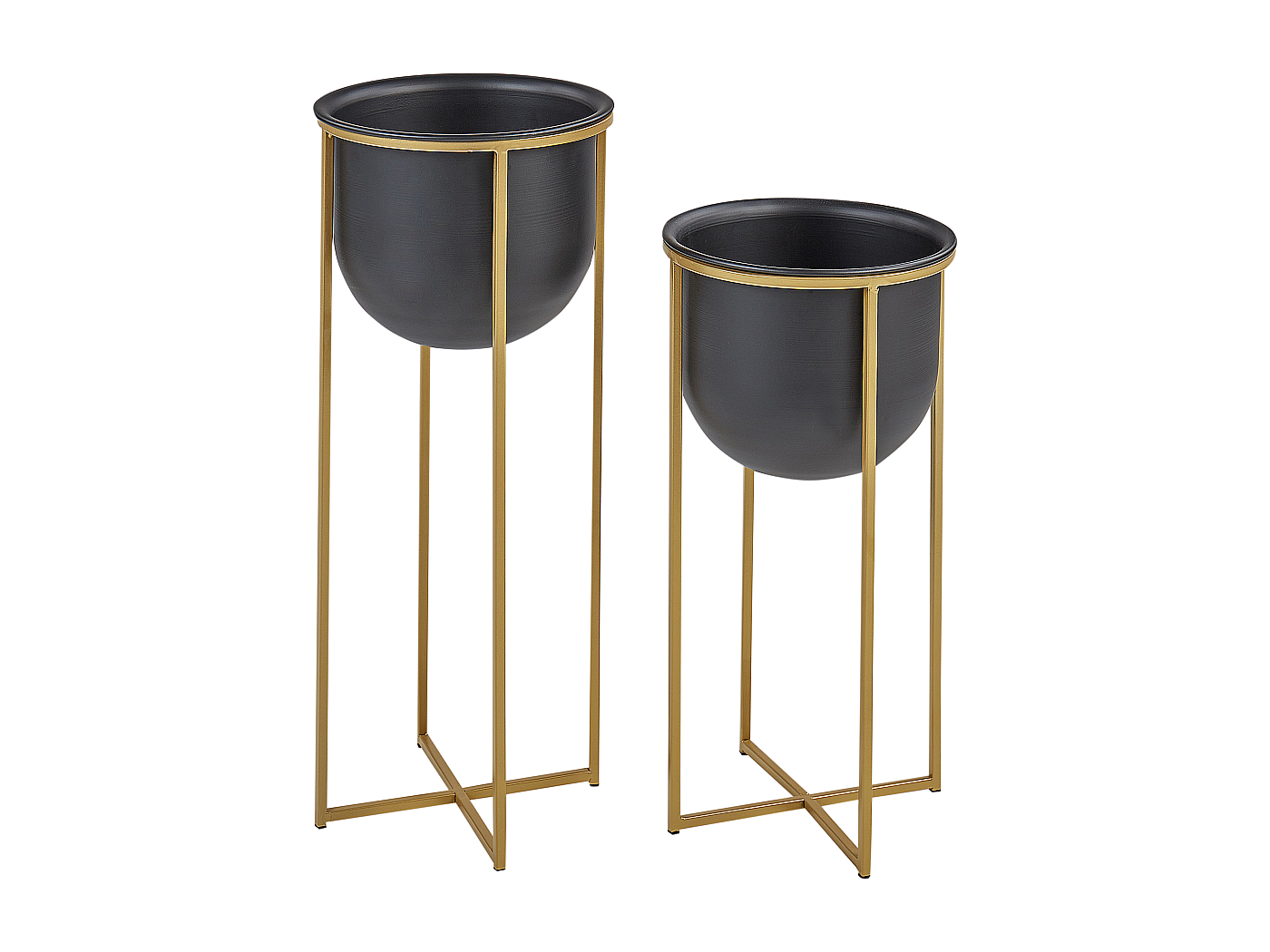 Lot De 5 Pots De Fleurs En Métal Noir VidaXL – Diamètre 30 Cm, Intérieur/extérieur, Drainage Inclus