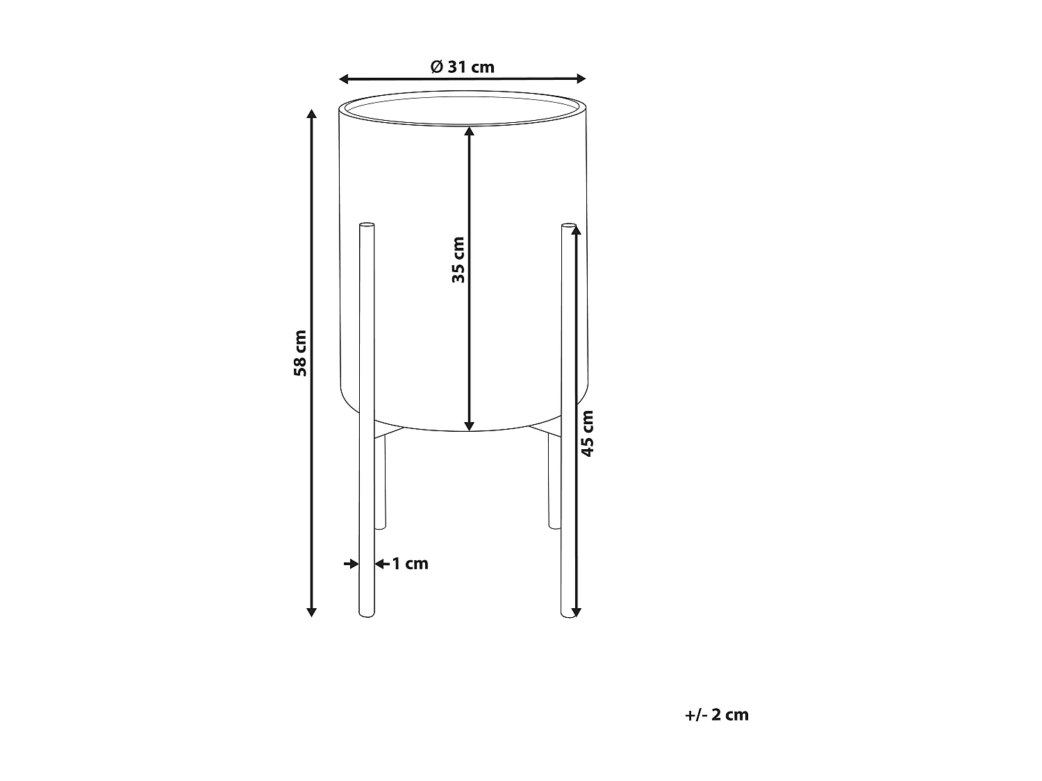 Vaso alto para plantas ASTILLBE Metal 31 cm Branco