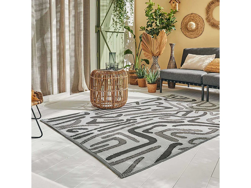 Tapis extérieur en polypropylène Spargi 1741 noir 120 x 160 cm