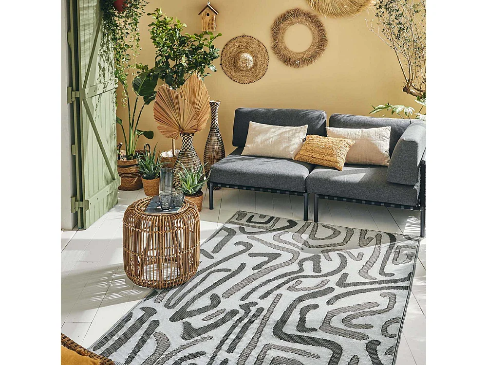 Tapis extérieur en polypropylène Spargi 1741 noir 120 x 160 cm