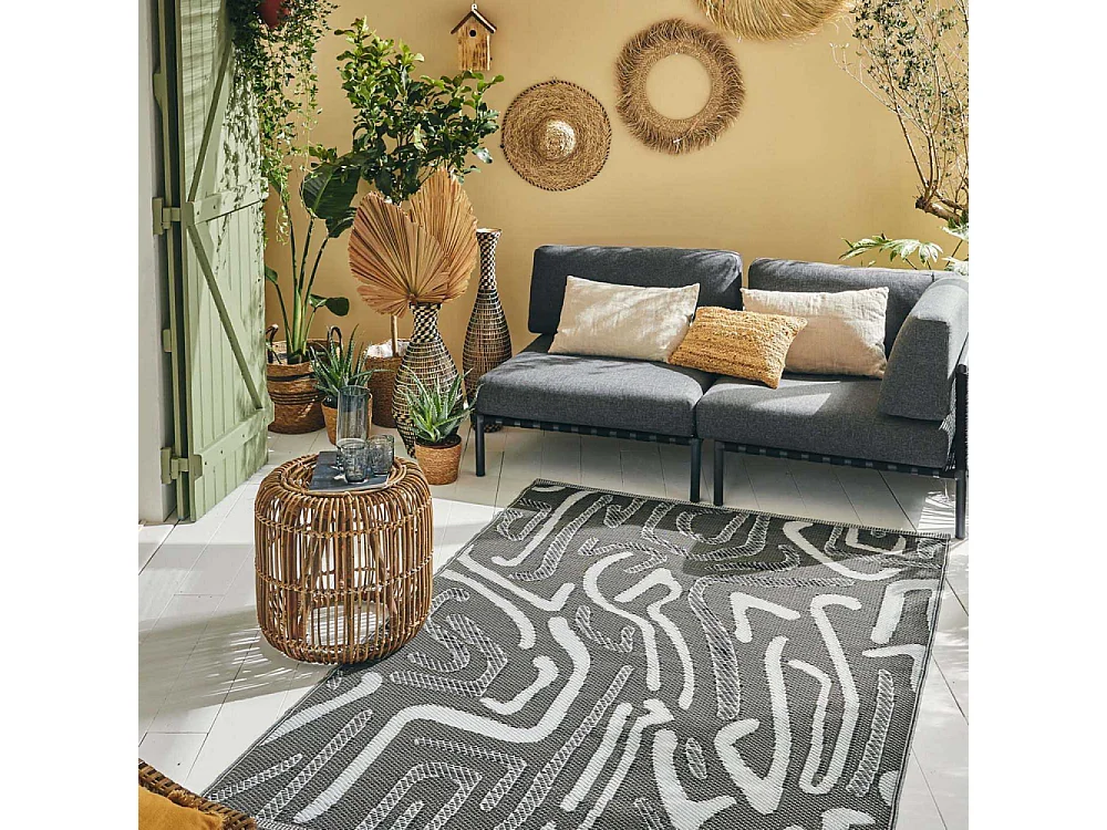 Tapis extérieur en polypropylène Spargi 1741 noir 120 x 160 cm