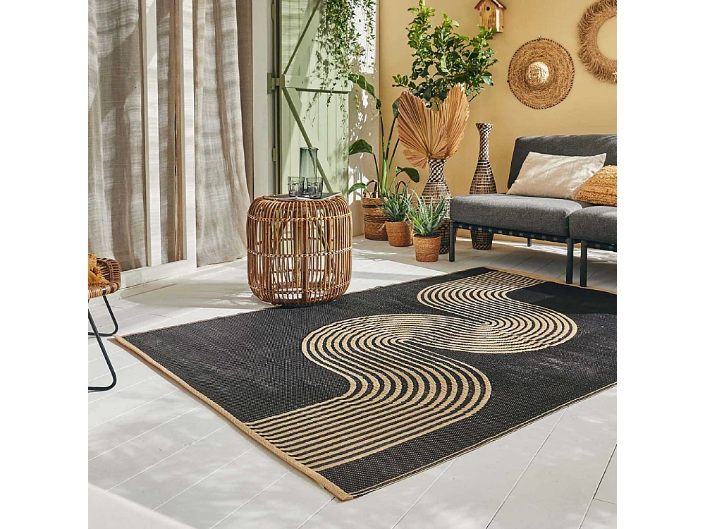 Tapis extérieur en polypropylène Spargi 1743 noir 150 x 220 cm
