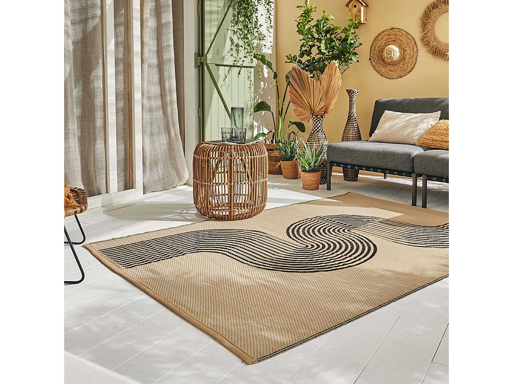 Tapis extérieur en polypropylène Spargi 1743 noir 150 x 220 cm