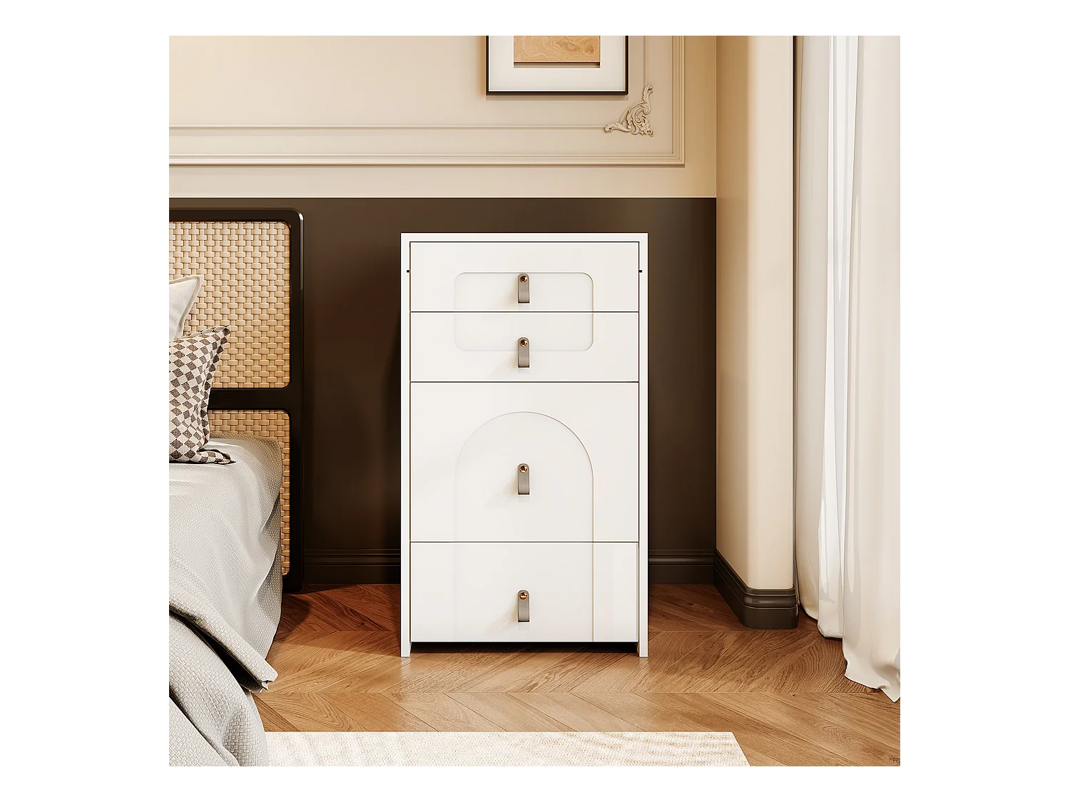 Coiffeuse avec 3 tiroirs, plateau pliable et 1 tabouret - 50 x 40 x 115.6 cm - miroir lumineux LED intégré - Bois MDF - Blanc