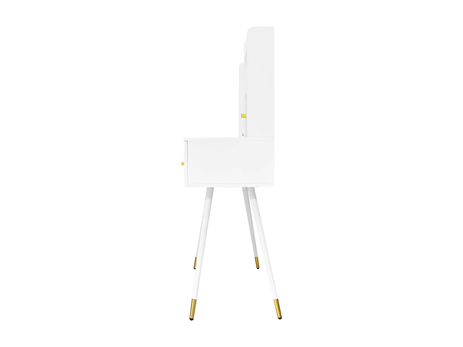 Toeletta con specchio a LED - 3 cassetti spaziosi e ripiani portaoggetti - 80 x 40x 130 cm - Legno MDF - Bianco (senza sgabello)