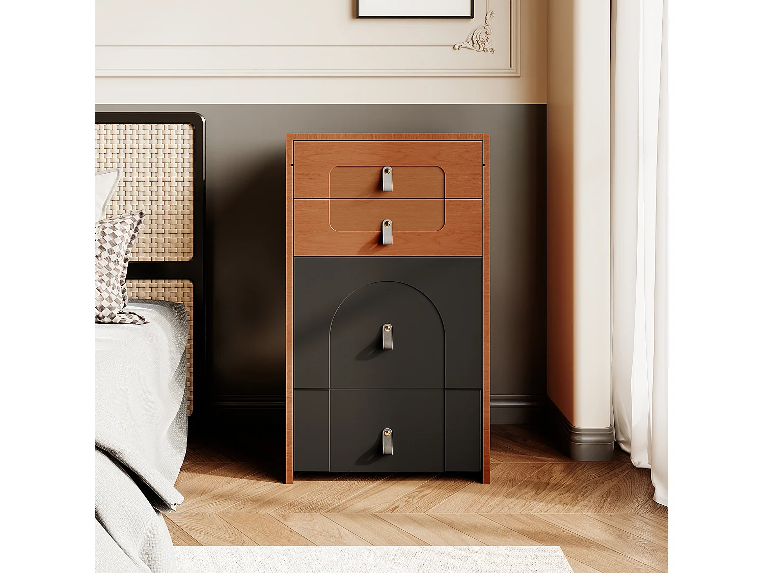 Coiffeuse avec 3 tiroirs, plateau pliable et 1 tabouret - 50 x 40 x 115.6 cm - miroir lumineux LED intégré - Bois MDF - Noir