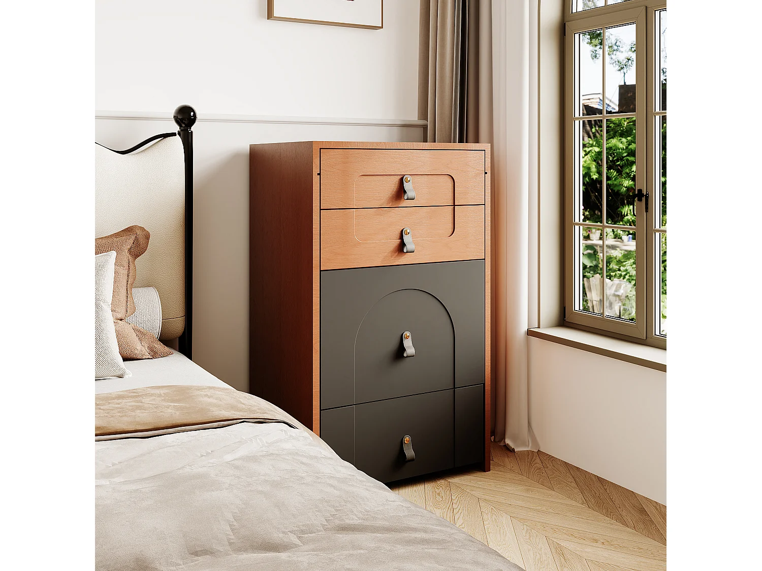 Coiffeuse avec 3 tiroirs, plateau pliable et 1 tabouret - 50 x 40 x 115.6 cm - miroir lumineux LED intégré - Bois MDF - Noir