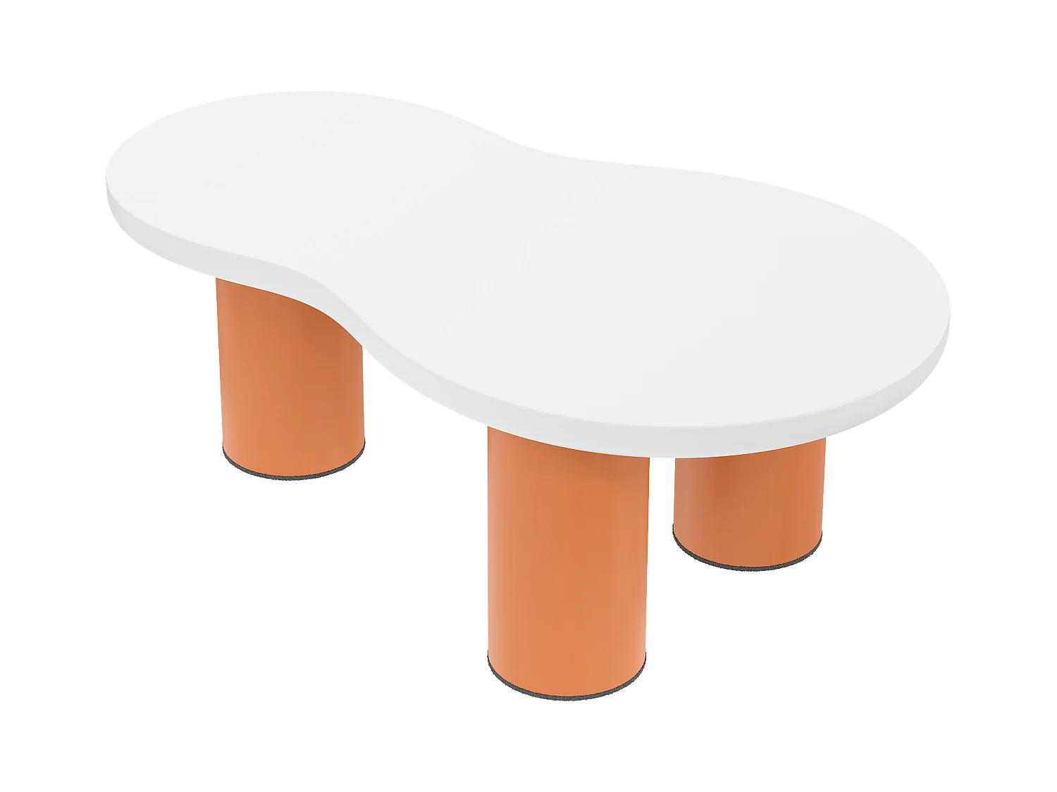 Tables basse en forme de nuage - L 99,5 x l 43-58 x H 35.5 cm - plateau en MDF peint et pieds en PVC - Blanc + orange