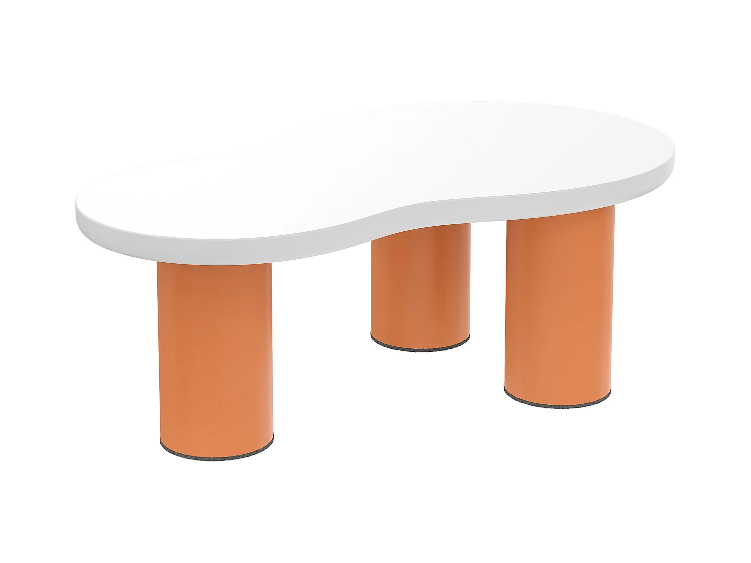 Tables basse en forme de nuage - L 99,5 x l 43-58 x H 35.5 cm - plateau en MDF peint et pieds en PVC - Blanc + orange
