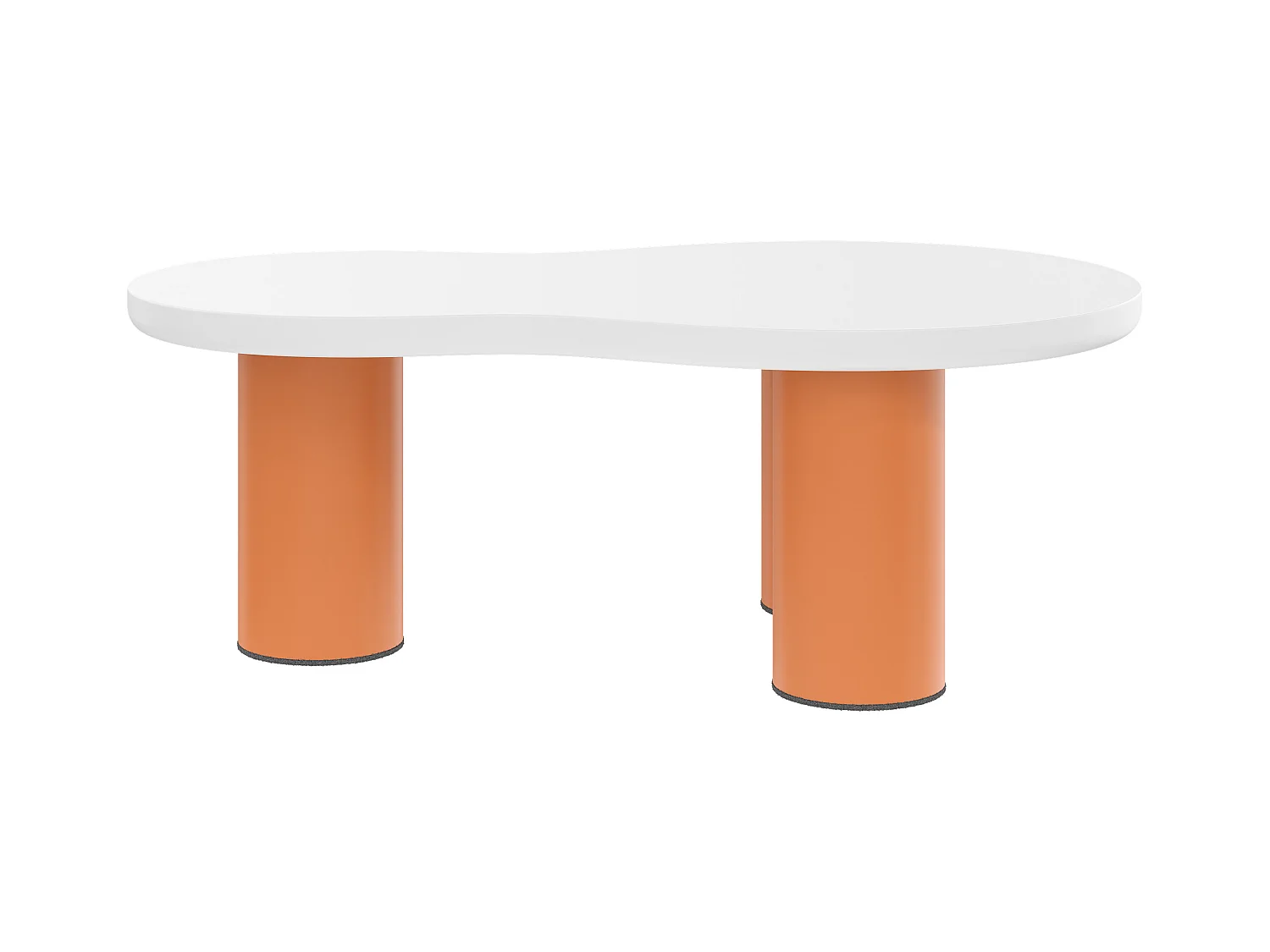 Tables basse en forme de nuage - L 99,5 x l 43-58 x H 35.5 cm - plateau en MDF peint et pieds en PVC - Blanc + orange