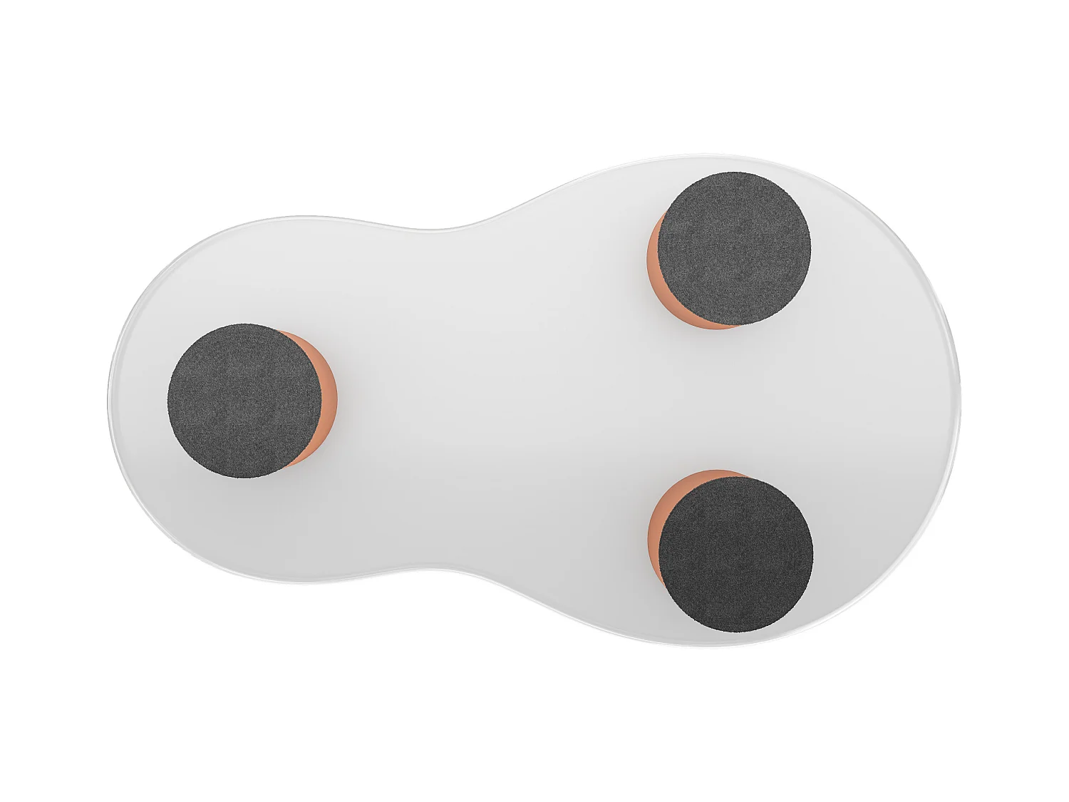 Tables basse en forme de nuage - L 99,5 x l 43-58 x H 35.5 cm - plateau en MDF peint et pieds en PVC - Blanc + orange