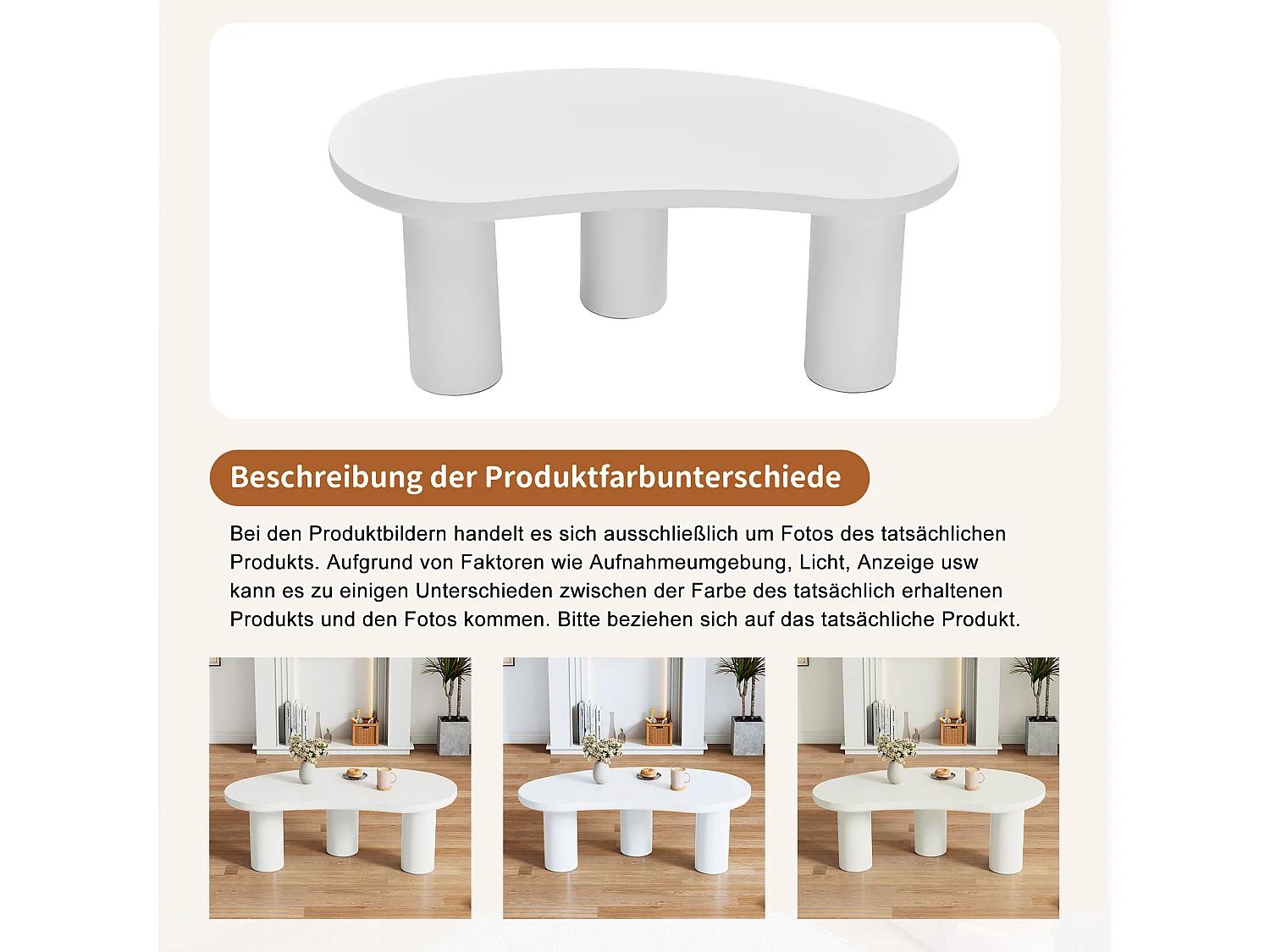 Onregelmatige salontafel met vilten onderstel - 107 x 57 x 40,5 cm - MDF blad en PVC poten - Wit